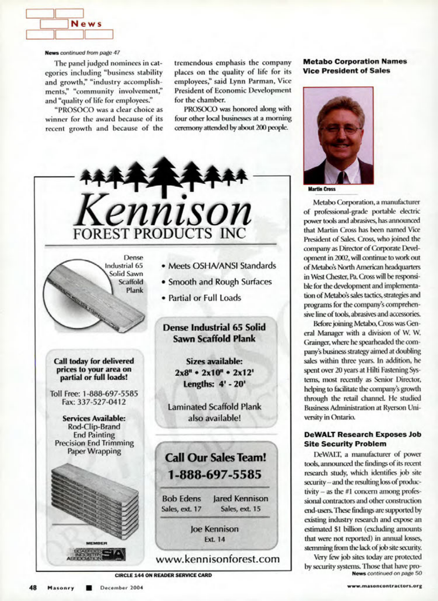 Masonry Magazine December 2004 Page. 47