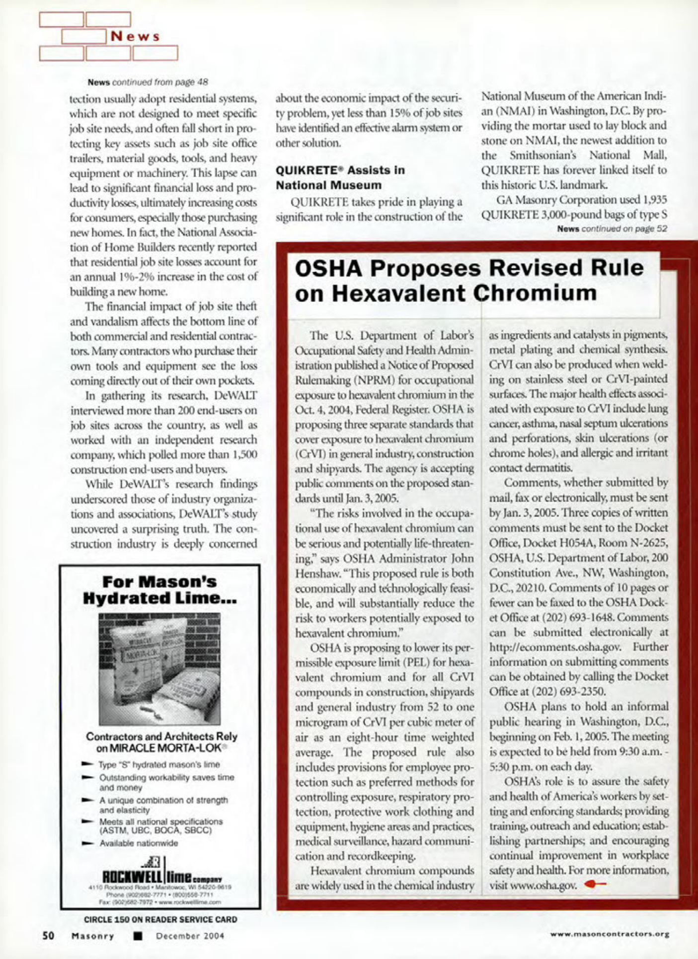 Masonry Magazine December 2004 Page. 49