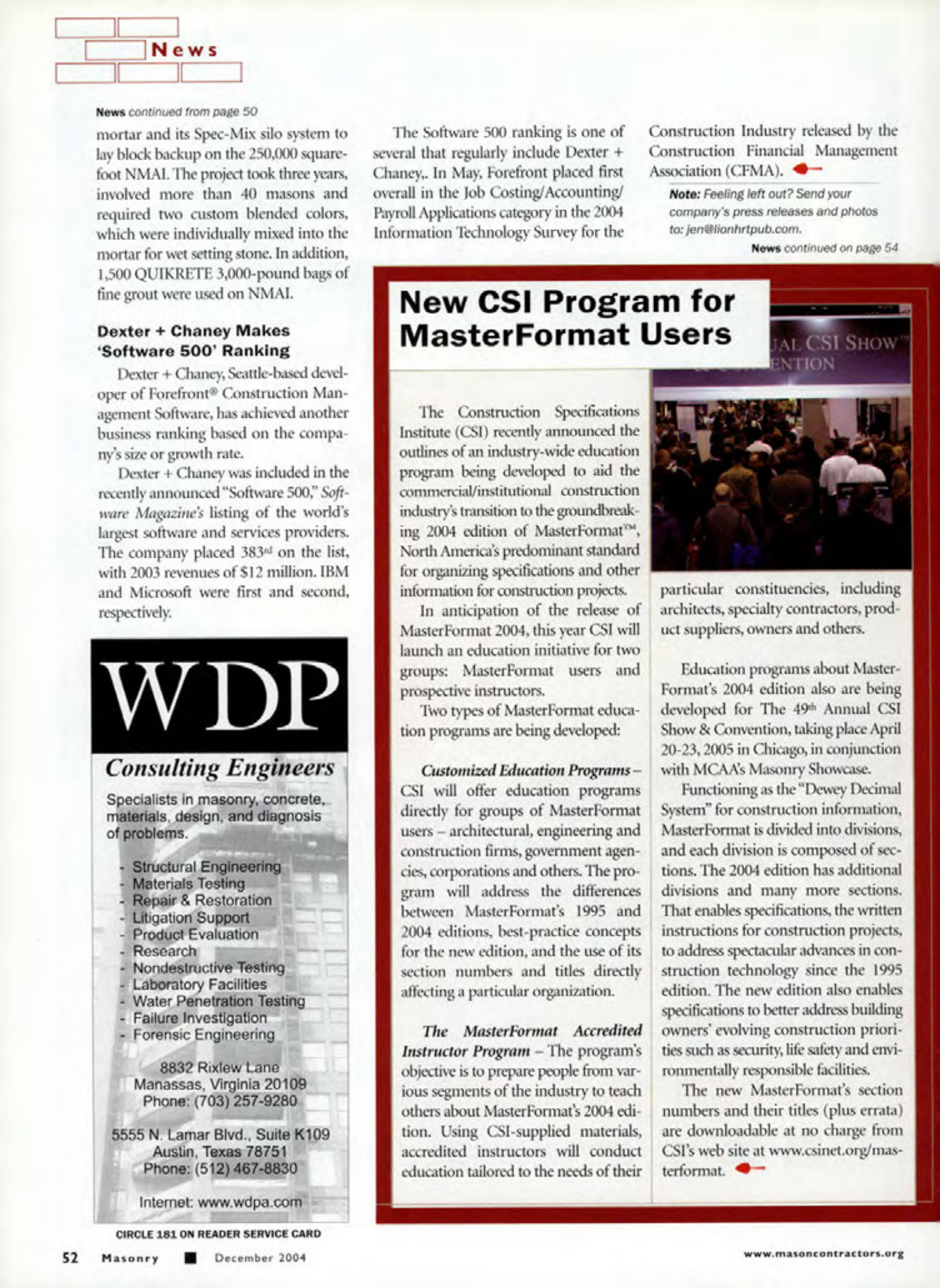 Masonry Magazine December 2004 Page. 51