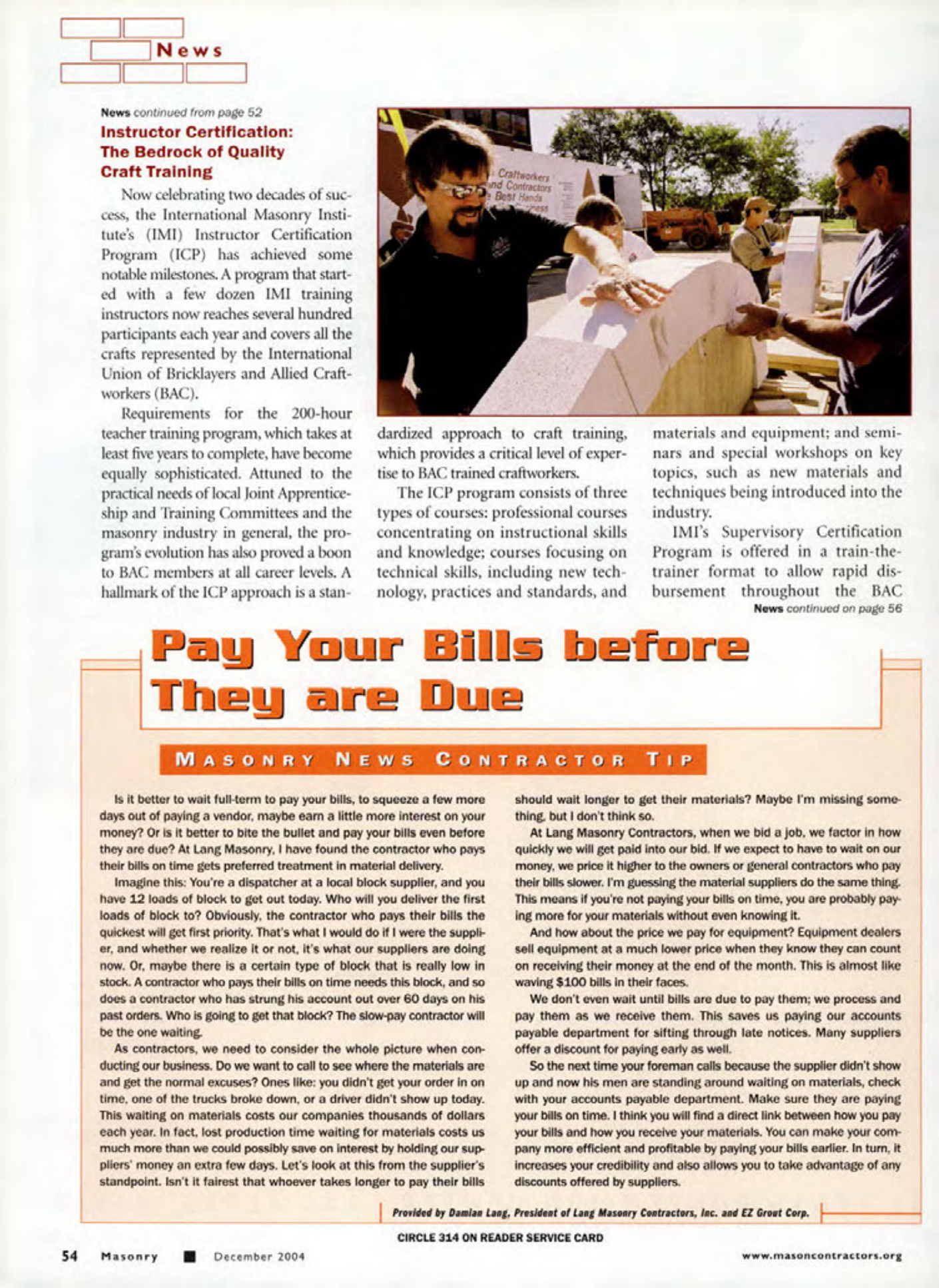 Masonry Magazine December 2004 Page. 53