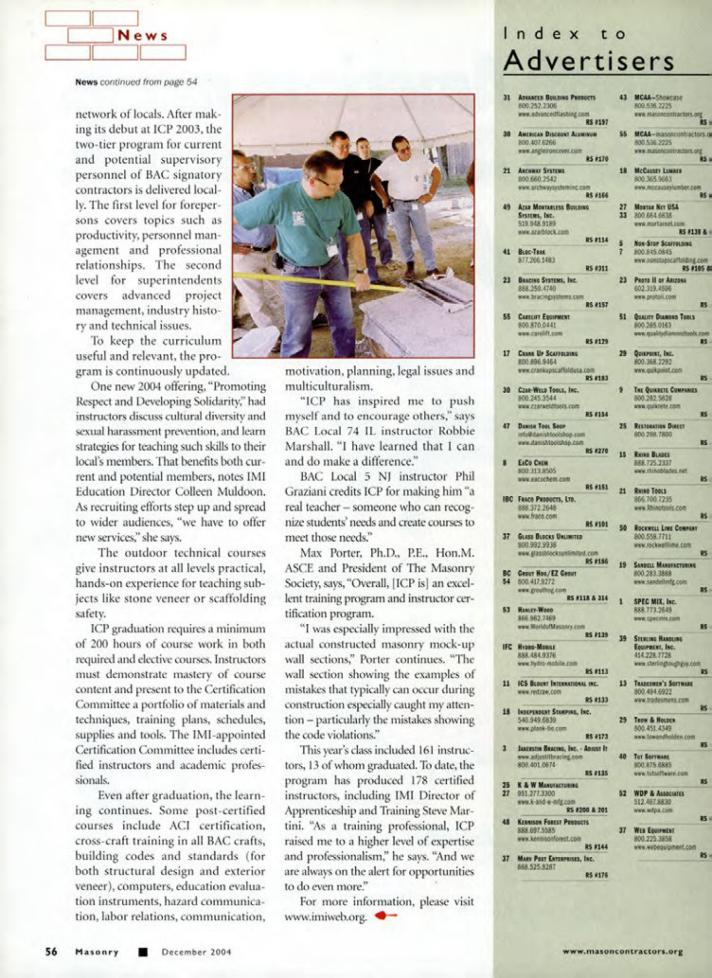 Masonry Magazine December 2004 Page. 55
