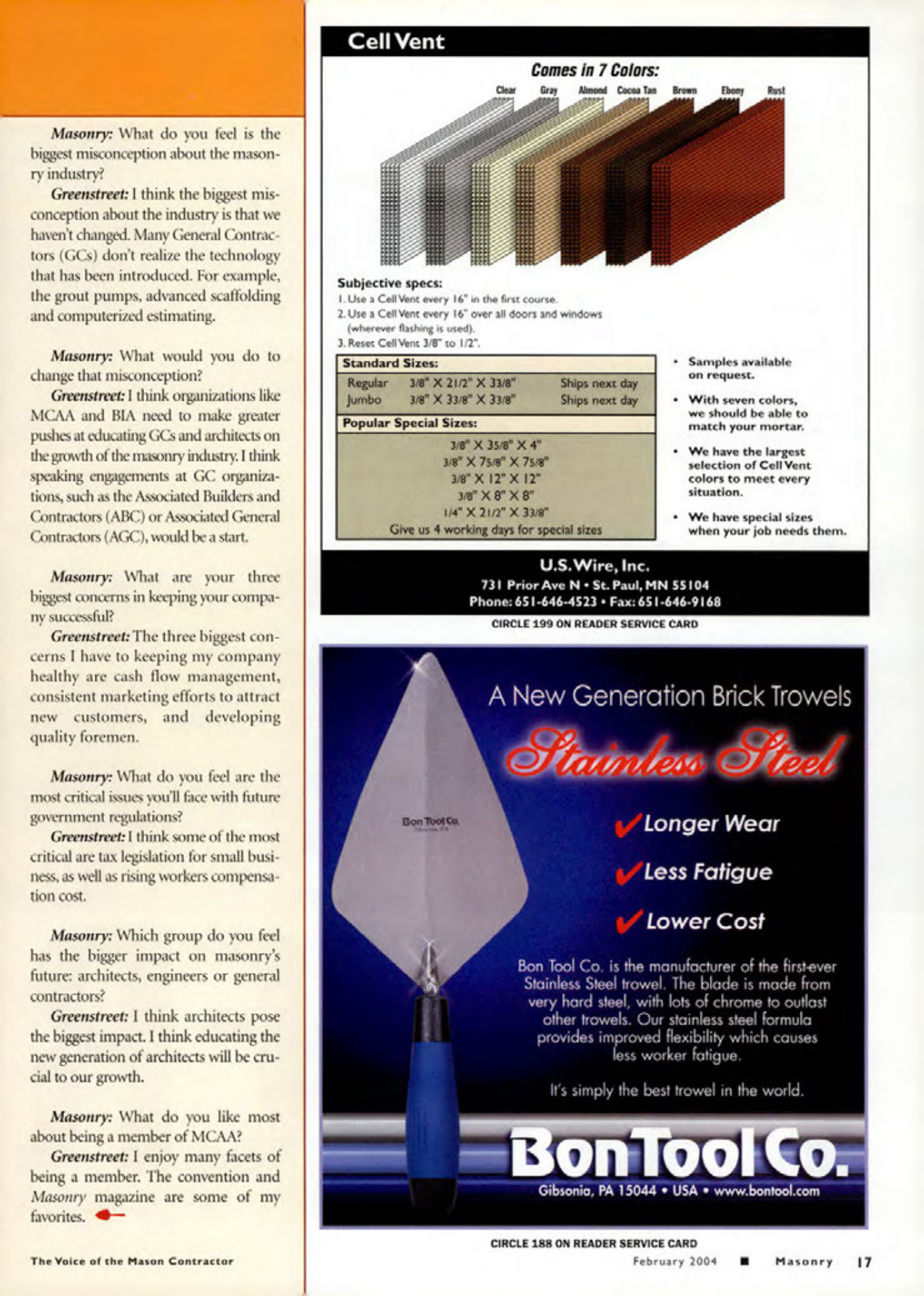 Masonry Magazine February 2004 Page. 19