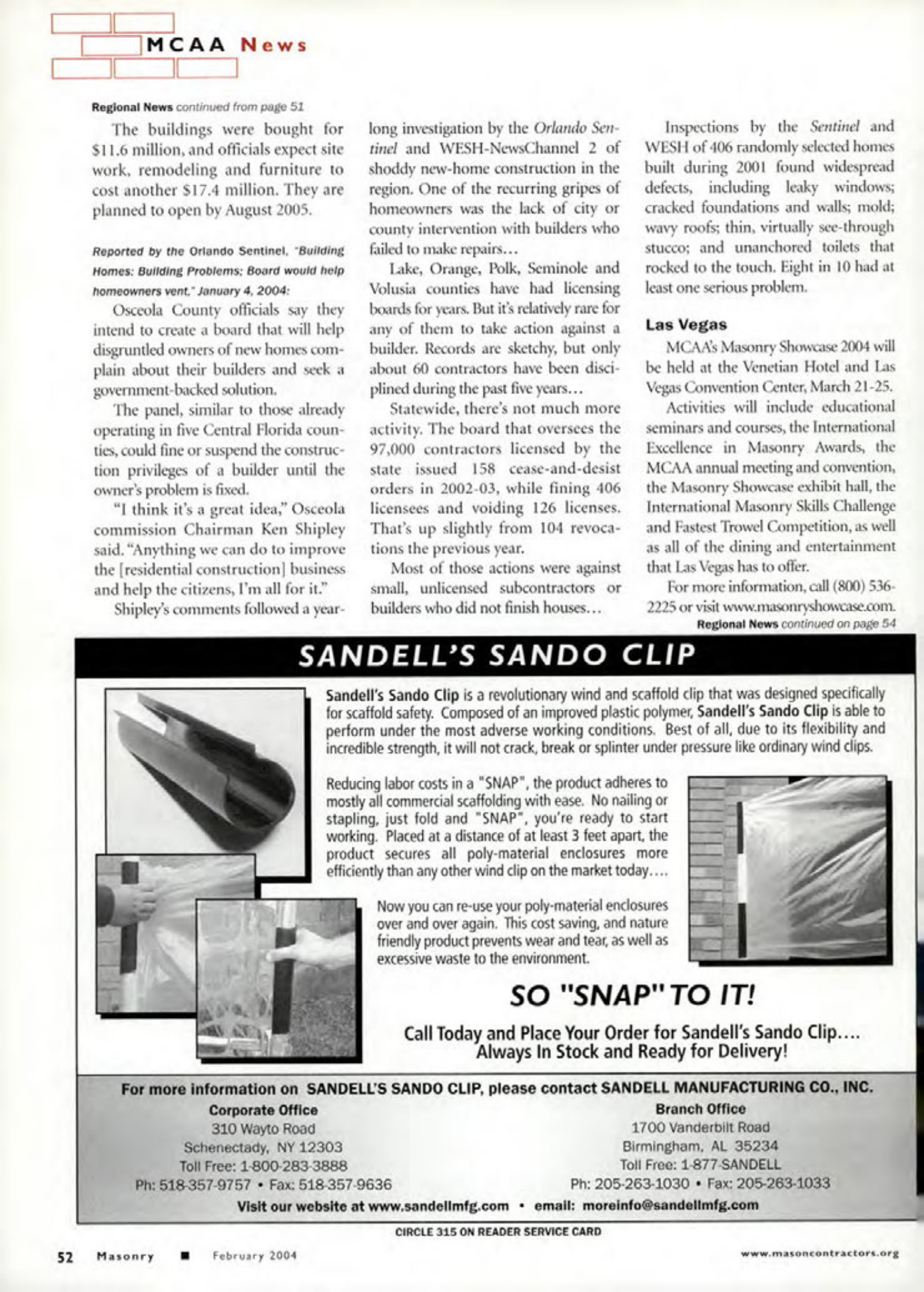 Masonry Magazine February 2004 Page. 54