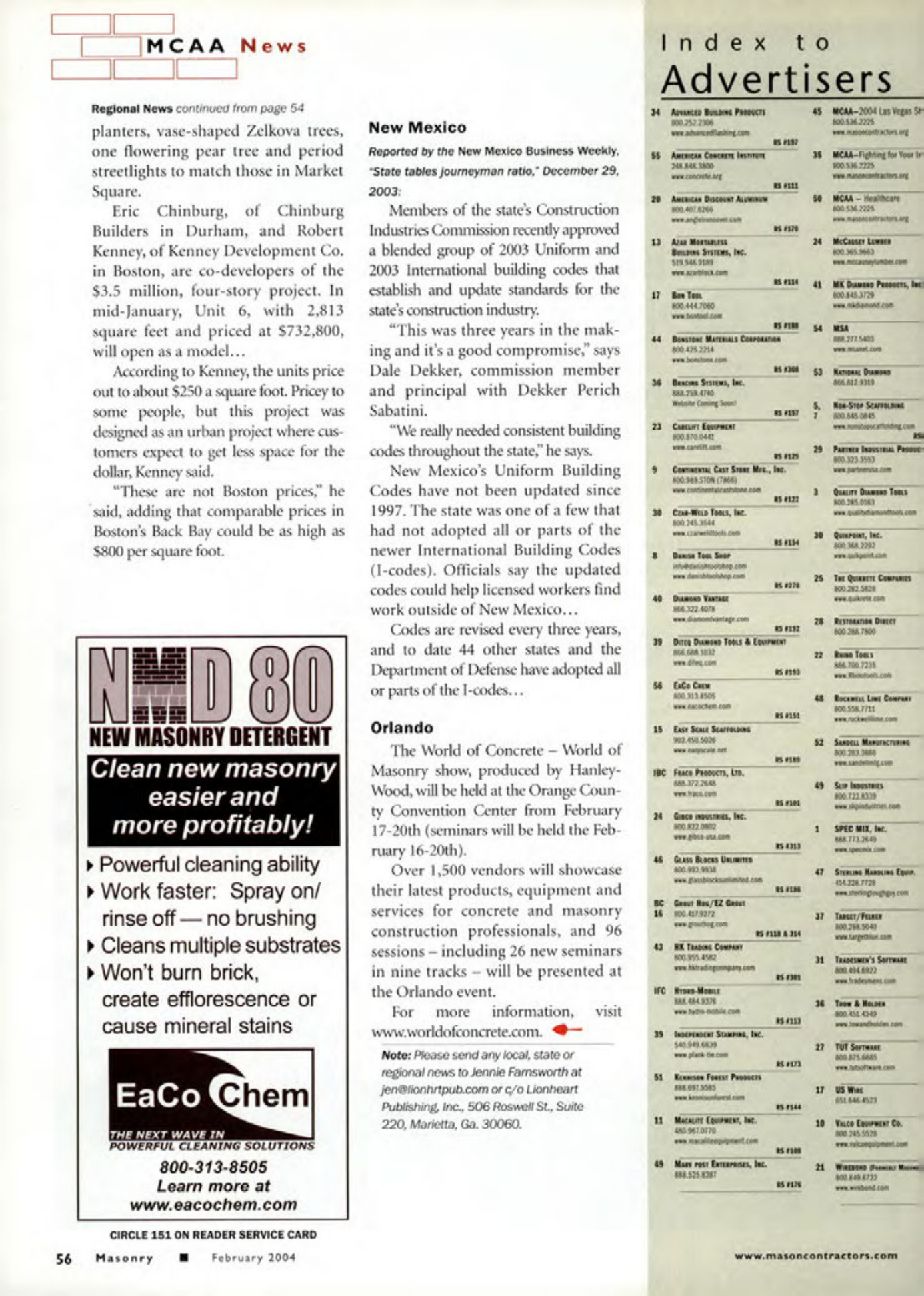 Masonry Magazine February 2004 Page. 58