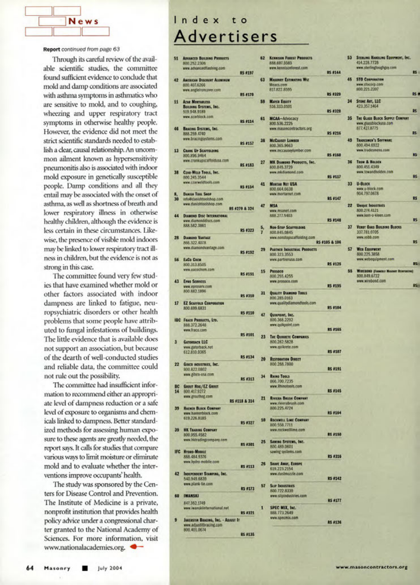 Masonry Magazine July 2004 Page. 66
