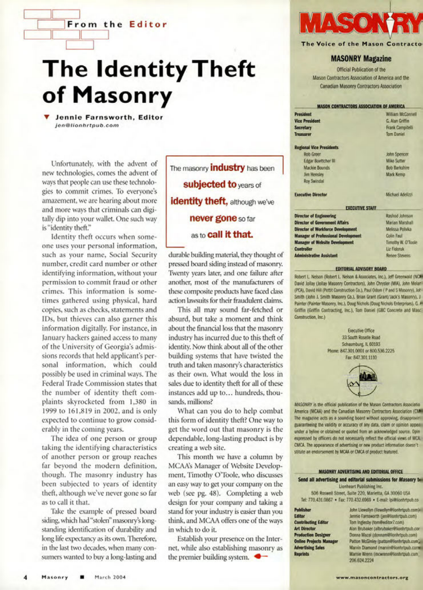 Masonry Magazine March 2004 Page. 6