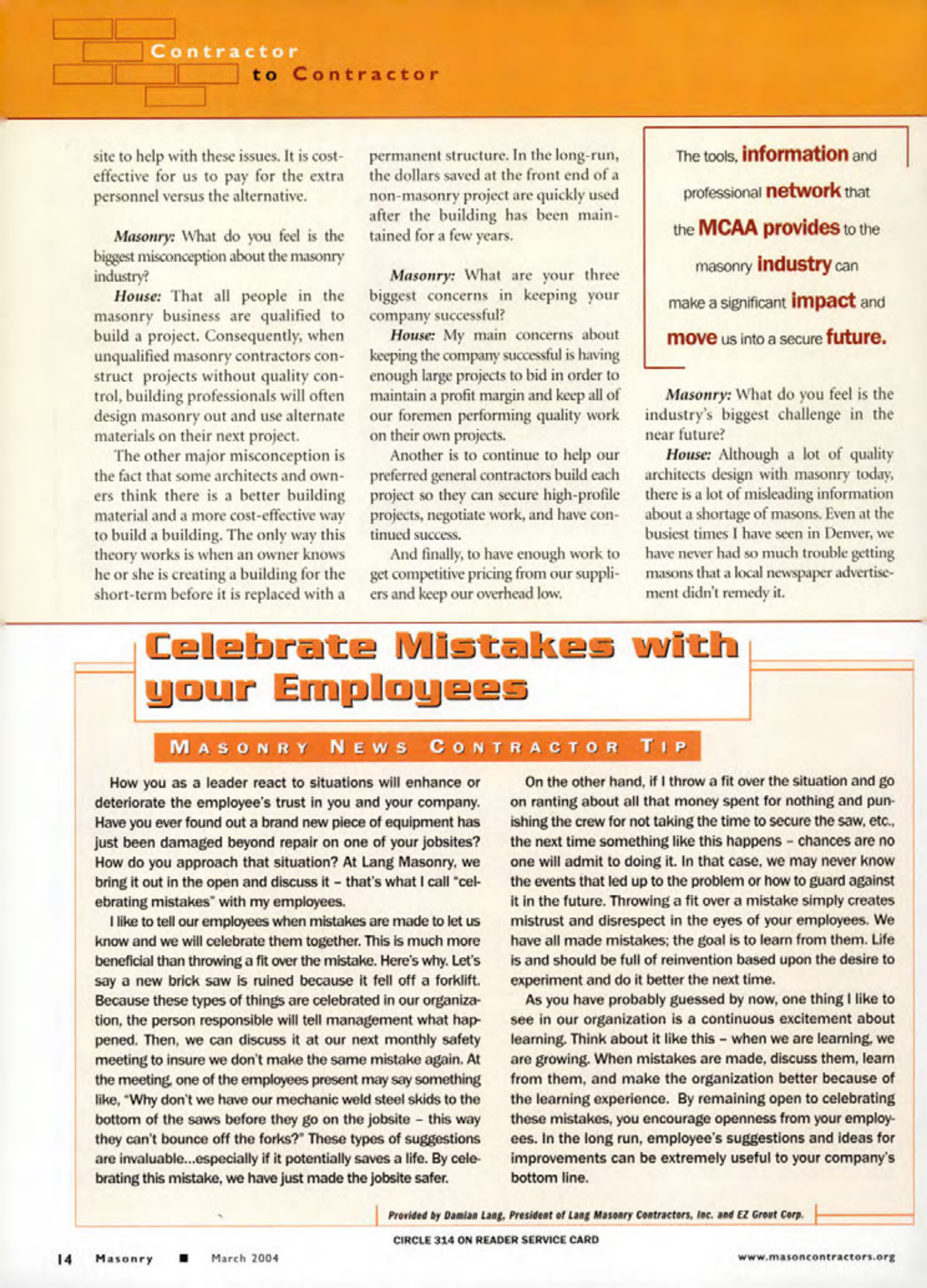 Masonry Magazine March 2004 Page. 16