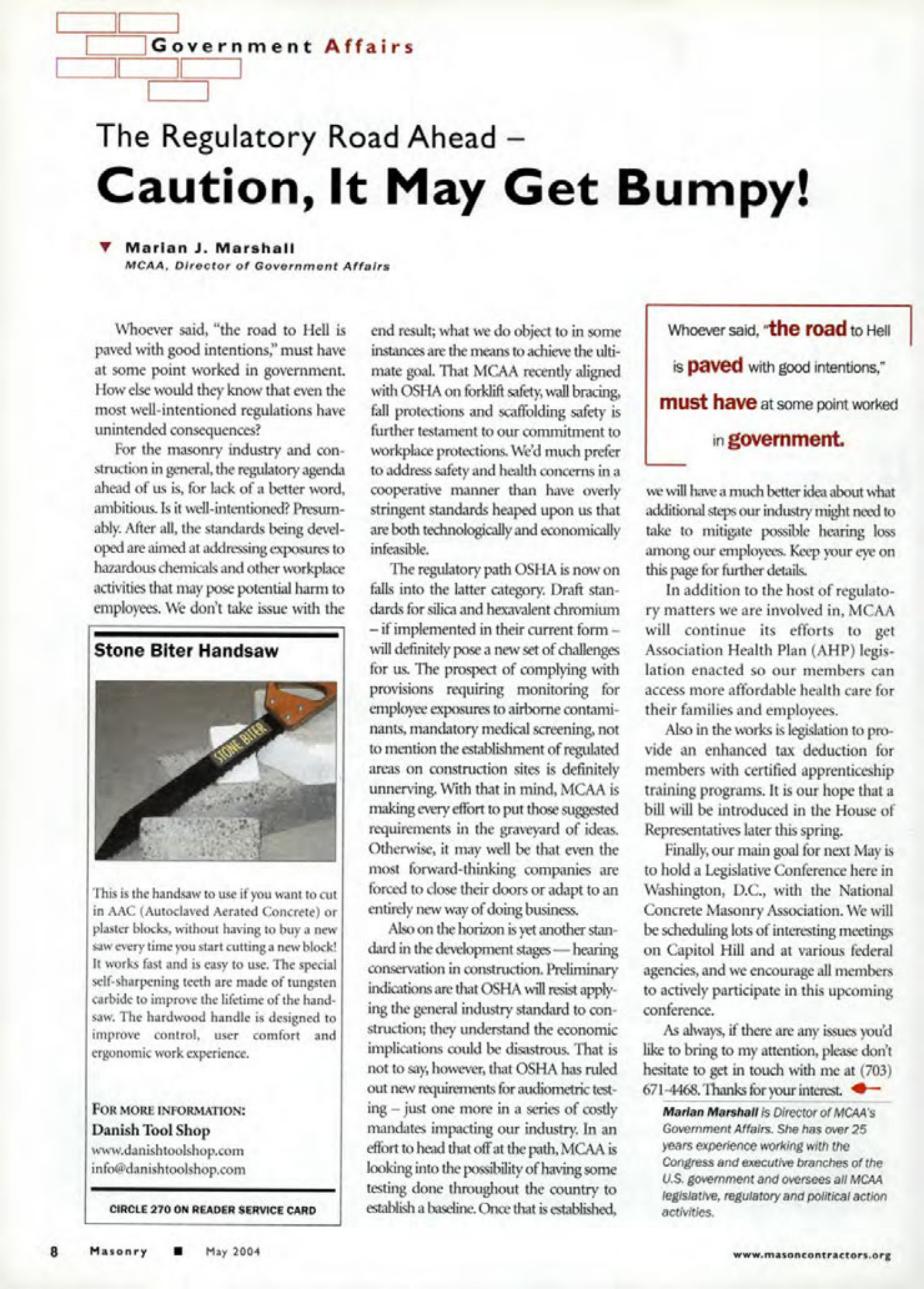 Masonry Magazine May 2004 Page. 10