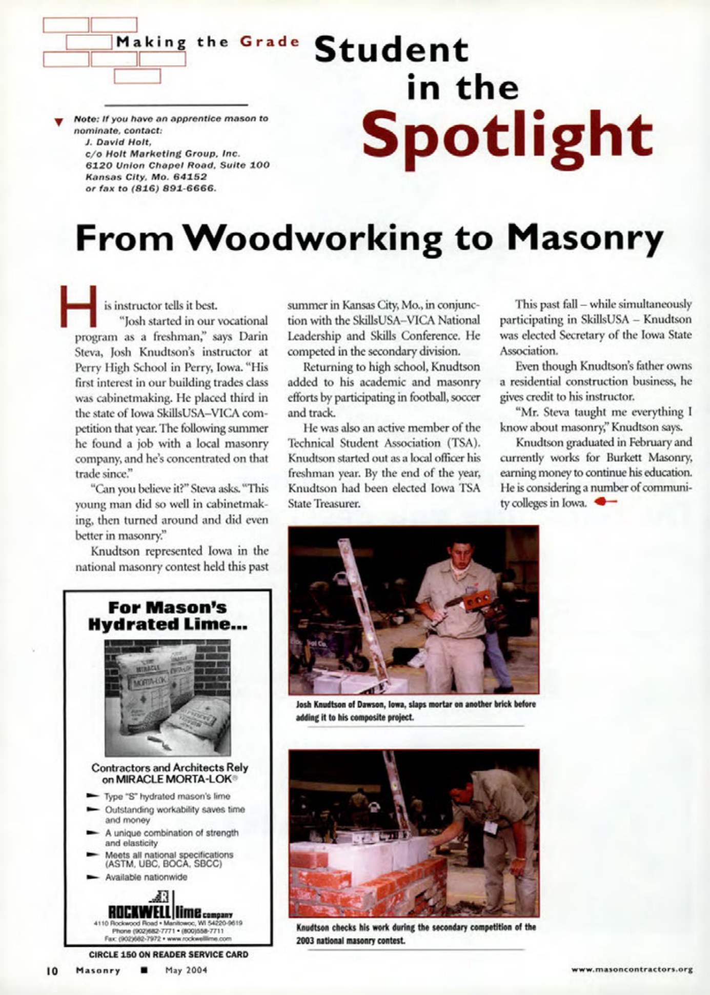 Masonry Magazine May 2004 Page. 12