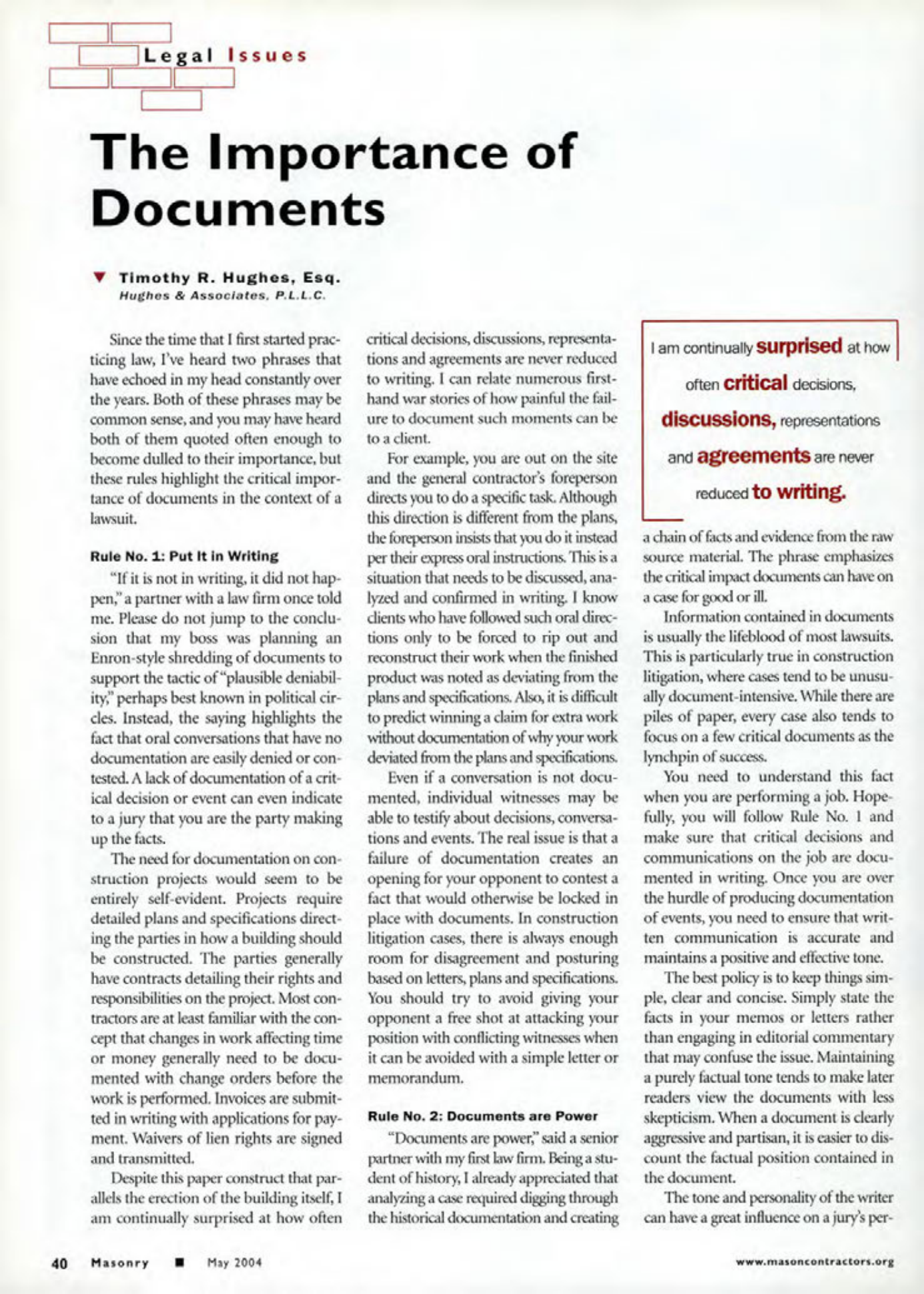Masonry Magazine May 2004 Page. 42