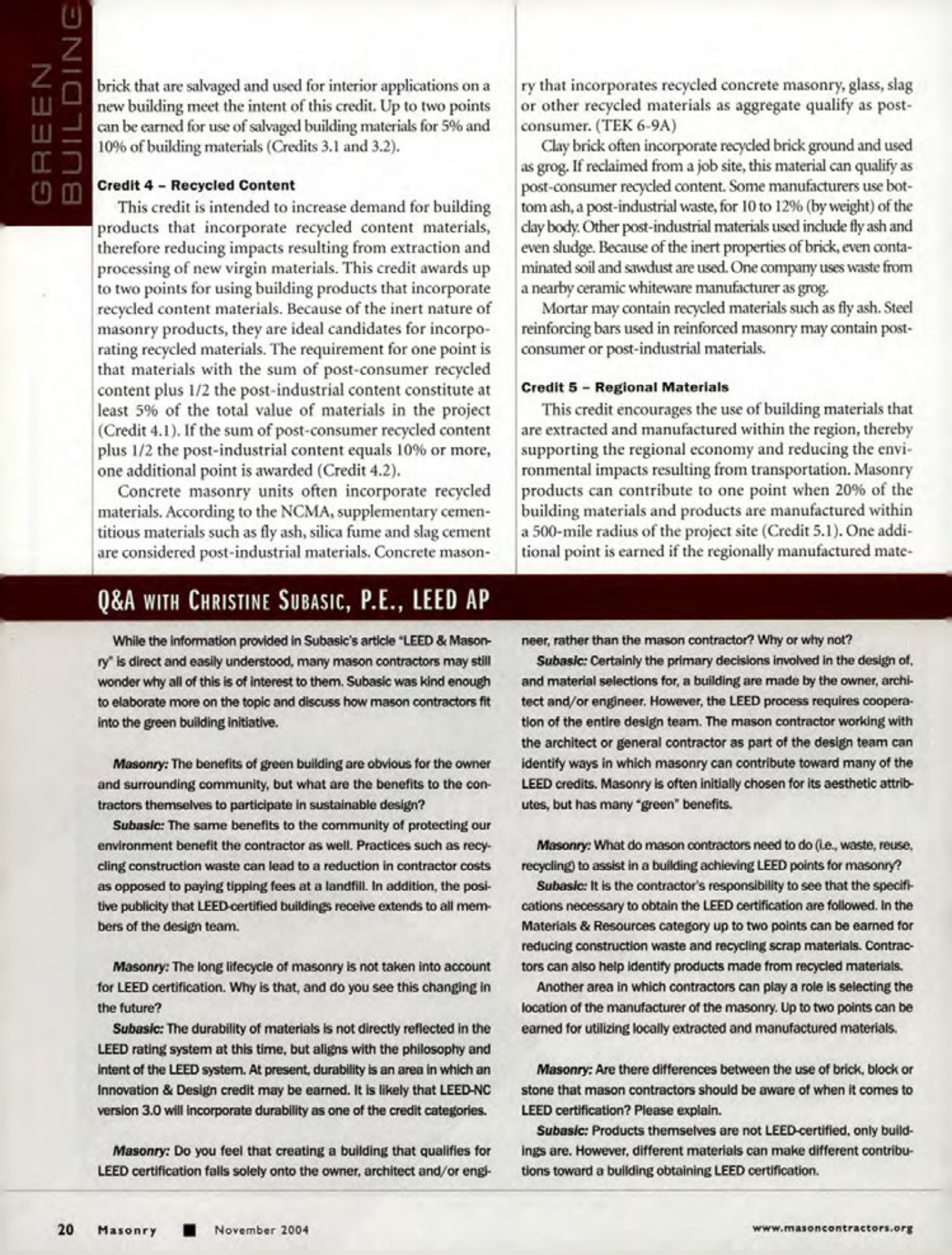 Masonry Magazine November 2004 Page. 22