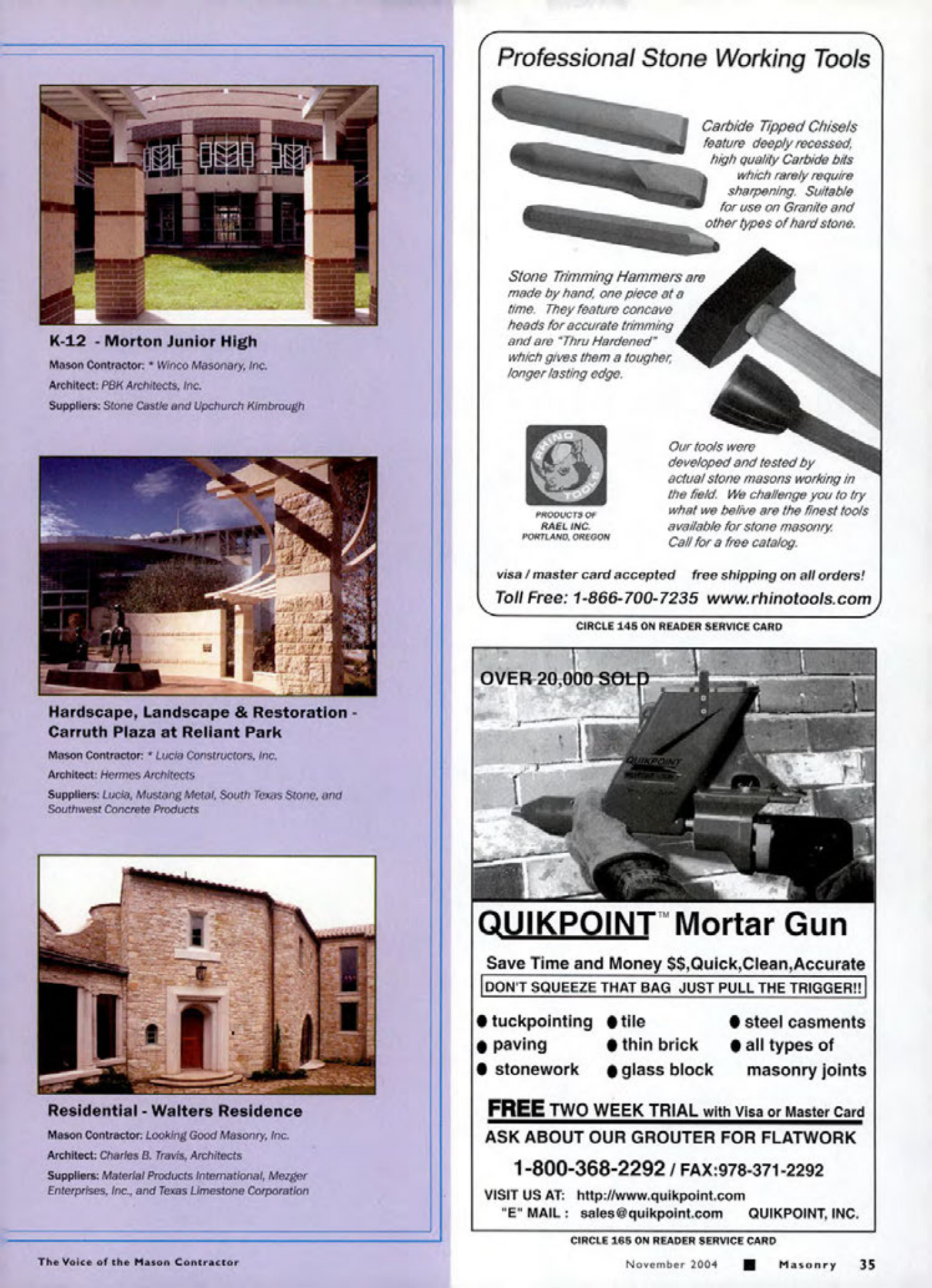 Masonry Magazine November 2004 Page. 37