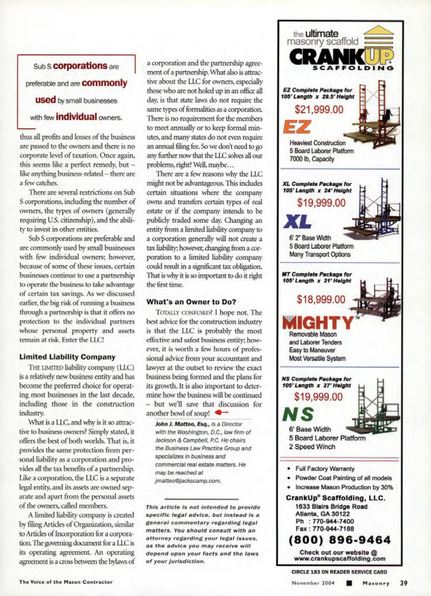 Masonry Magazine November 2004 Page. 41