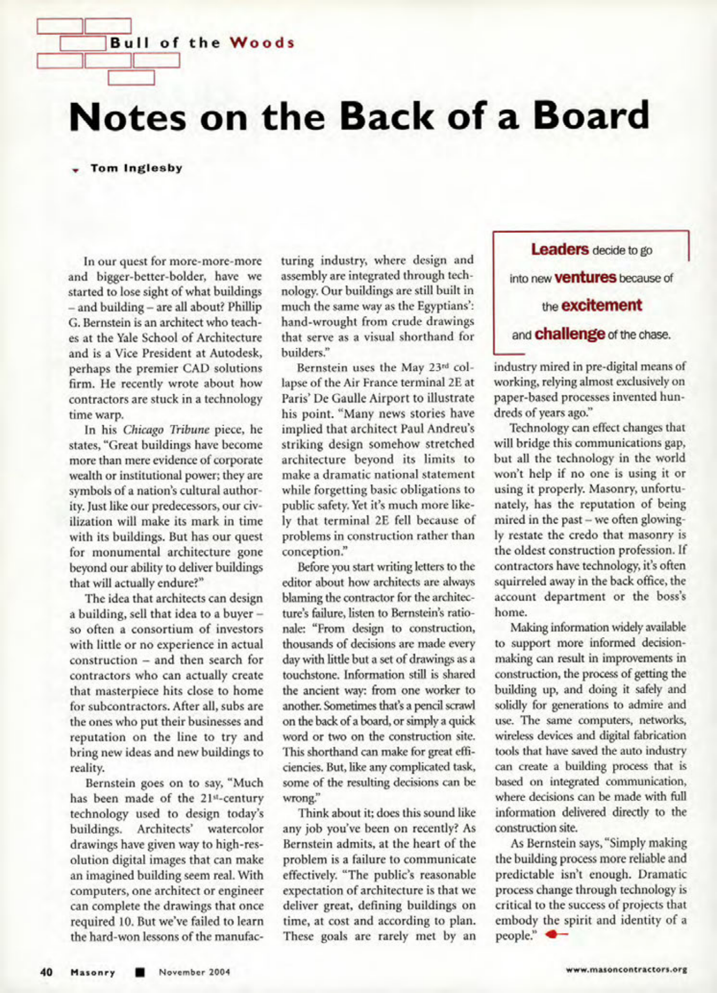 Masonry Magazine November 2004 Page. 42