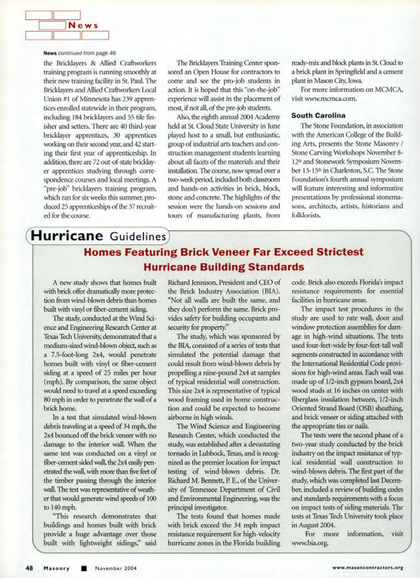 Masonry Magazine November 2004 Page. 50