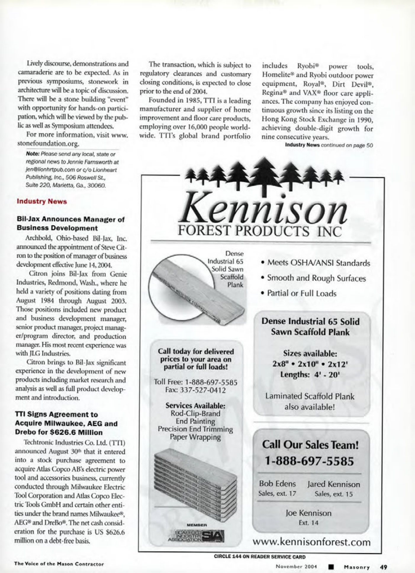 Masonry Magazine November 2004 Page. 51