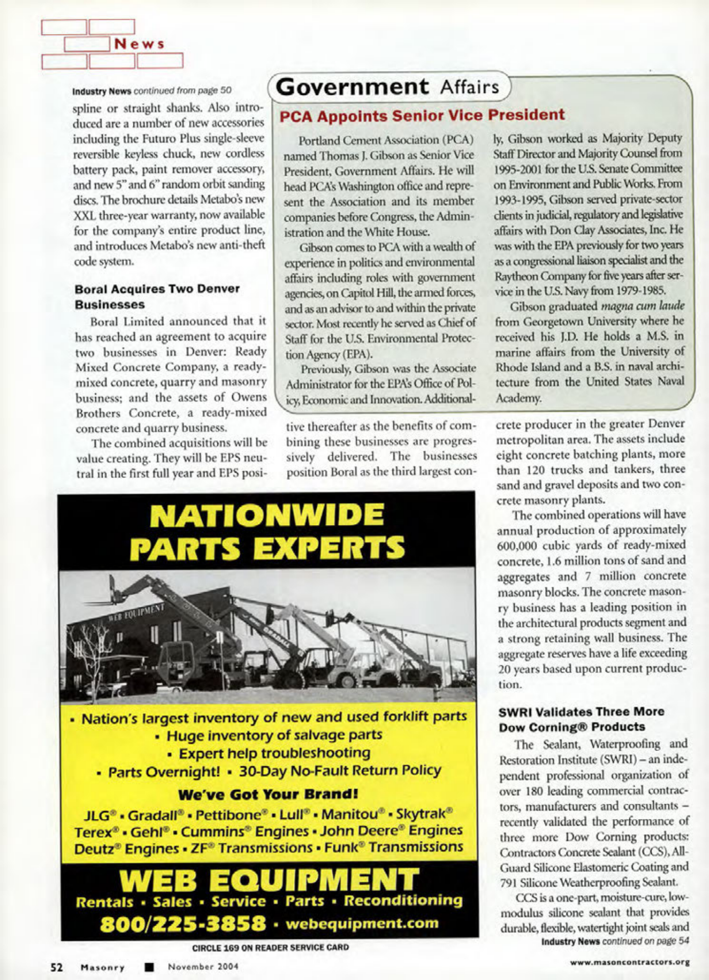 Masonry Magazine November 2004 Page. 54