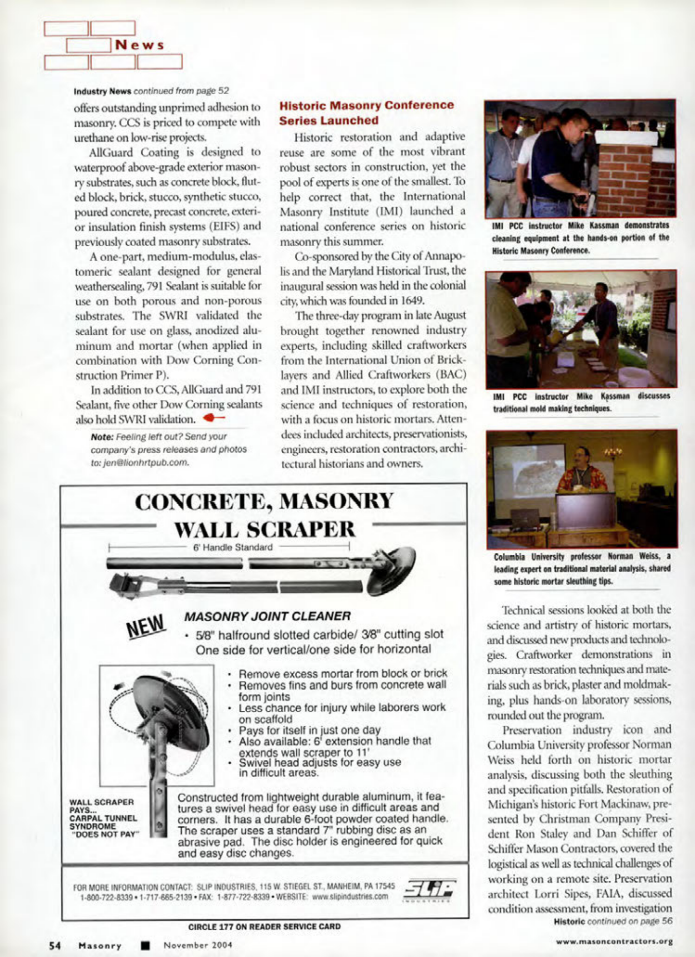 Masonry Magazine November 2004 Page. 56