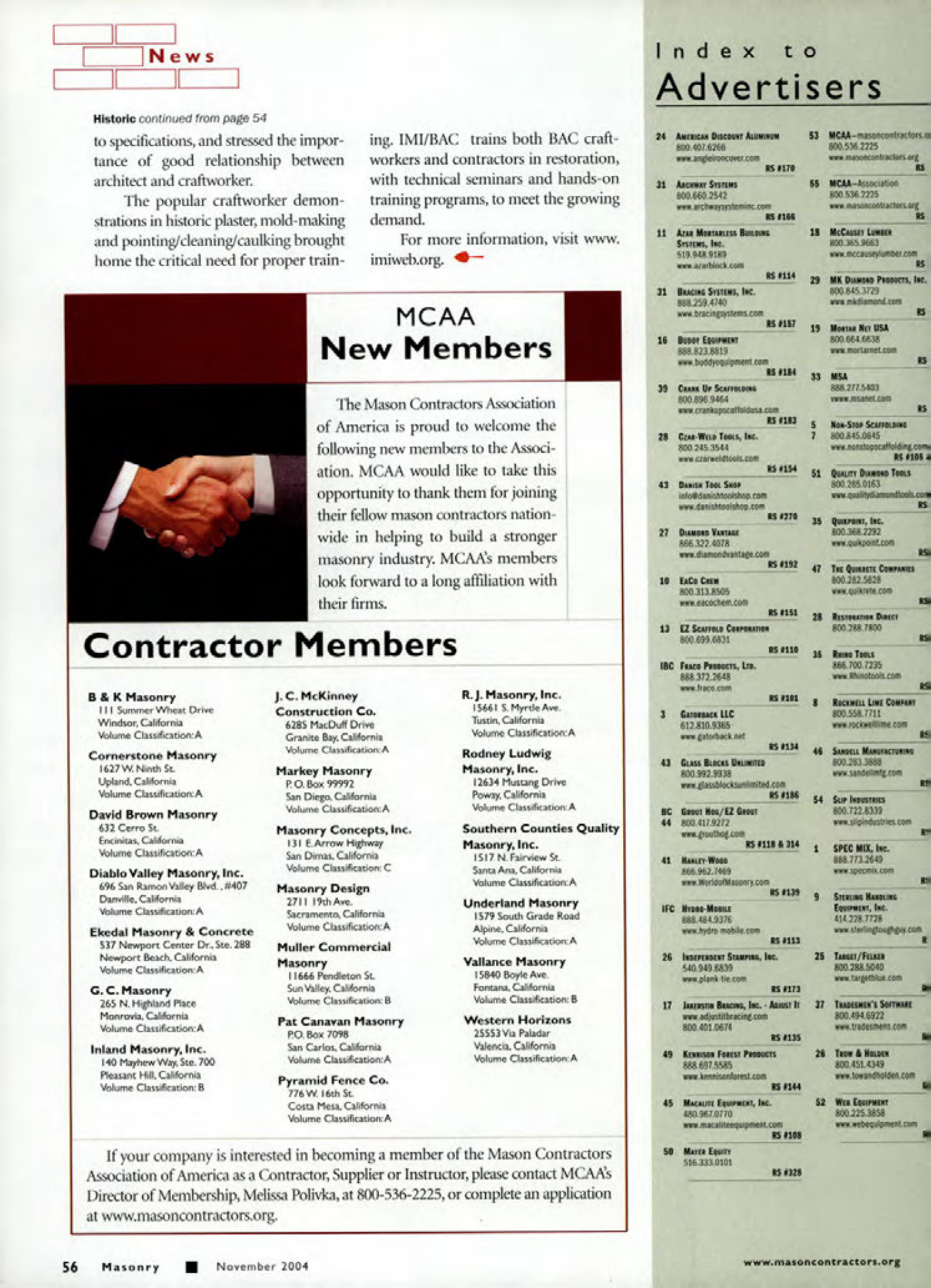 Masonry Magazine November 2004 Page. 58
