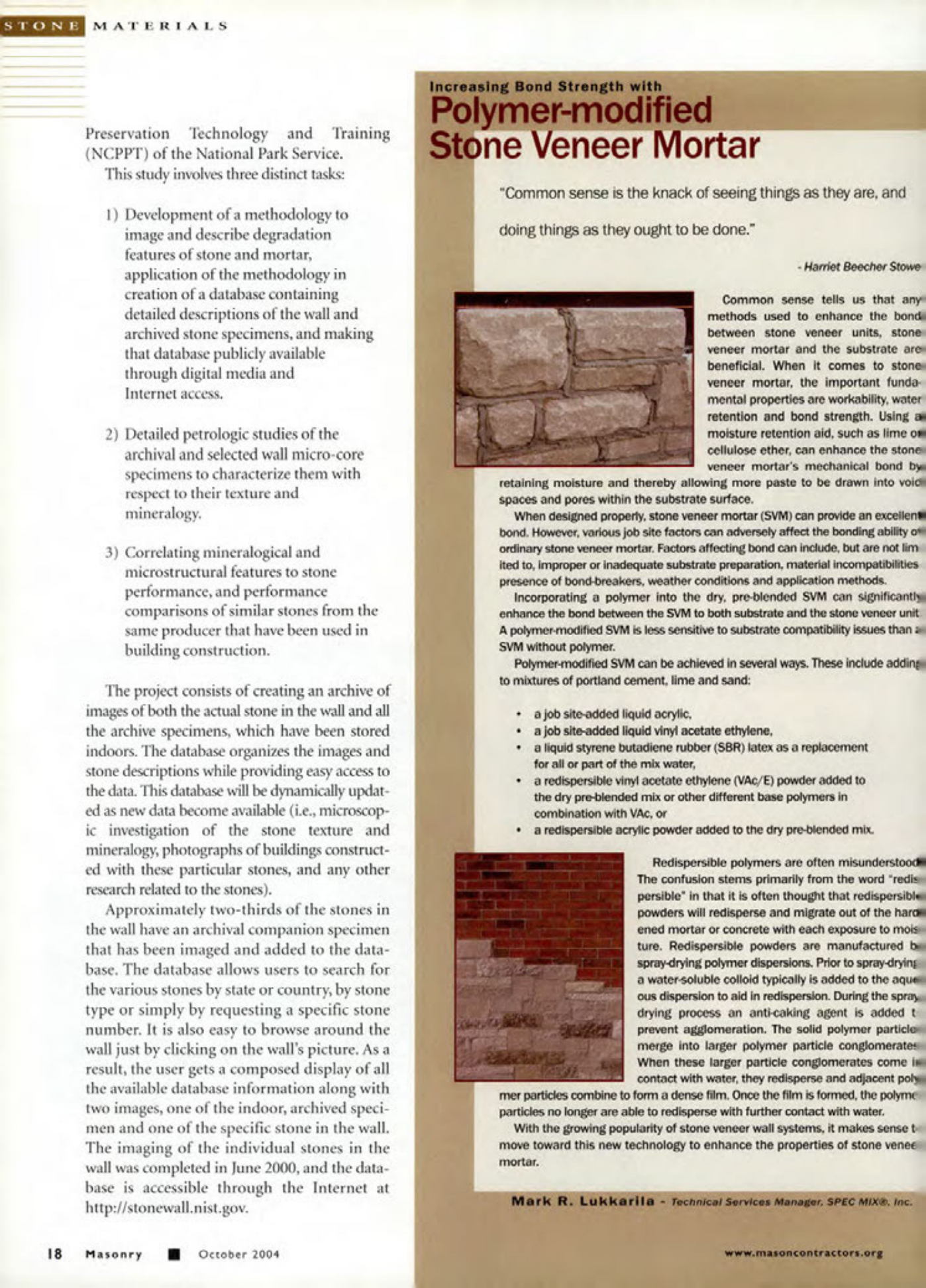 Masonry Magazine October 2004 Page. 20