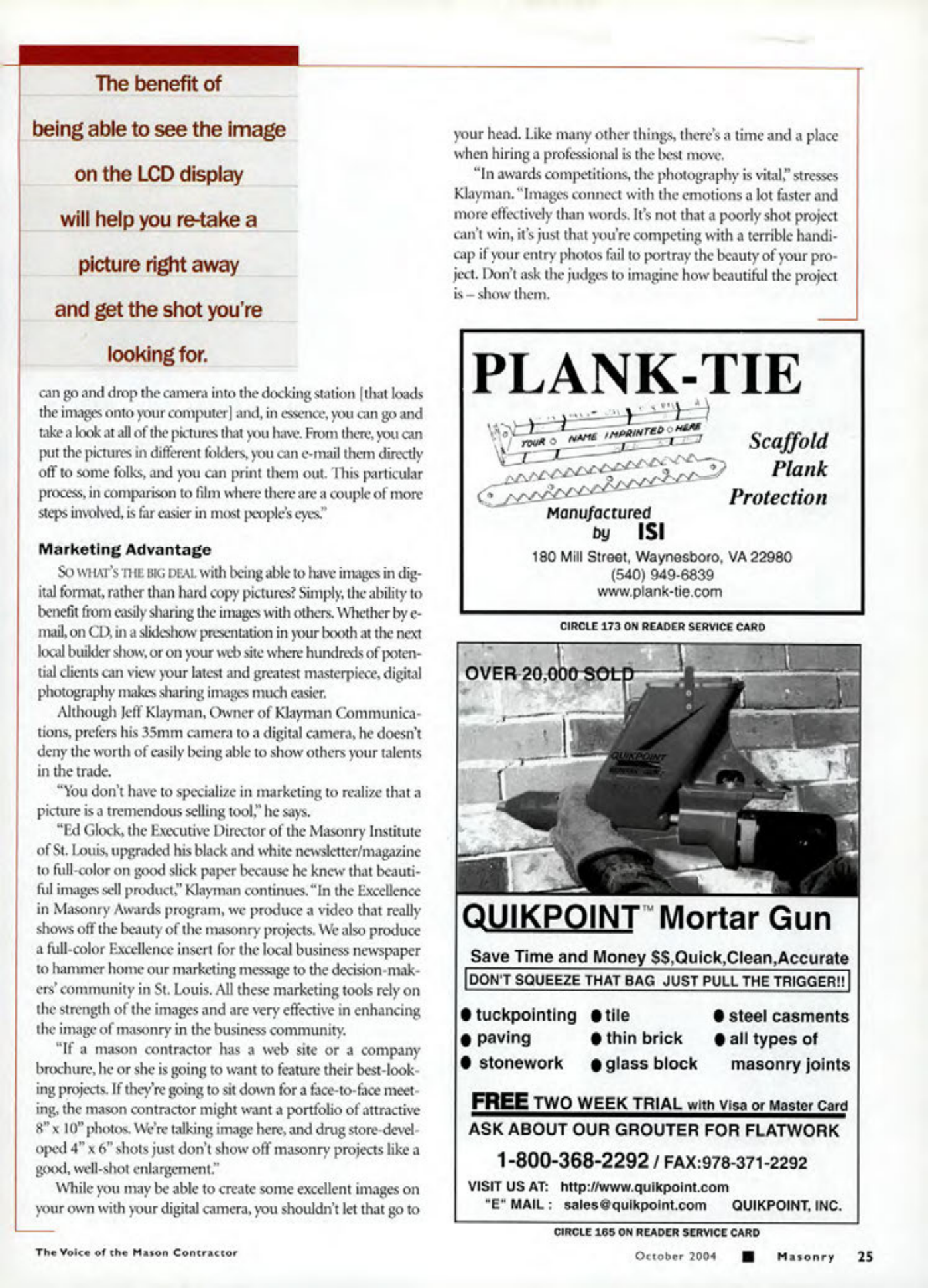 Masonry Magazine October 2004 Page. 27