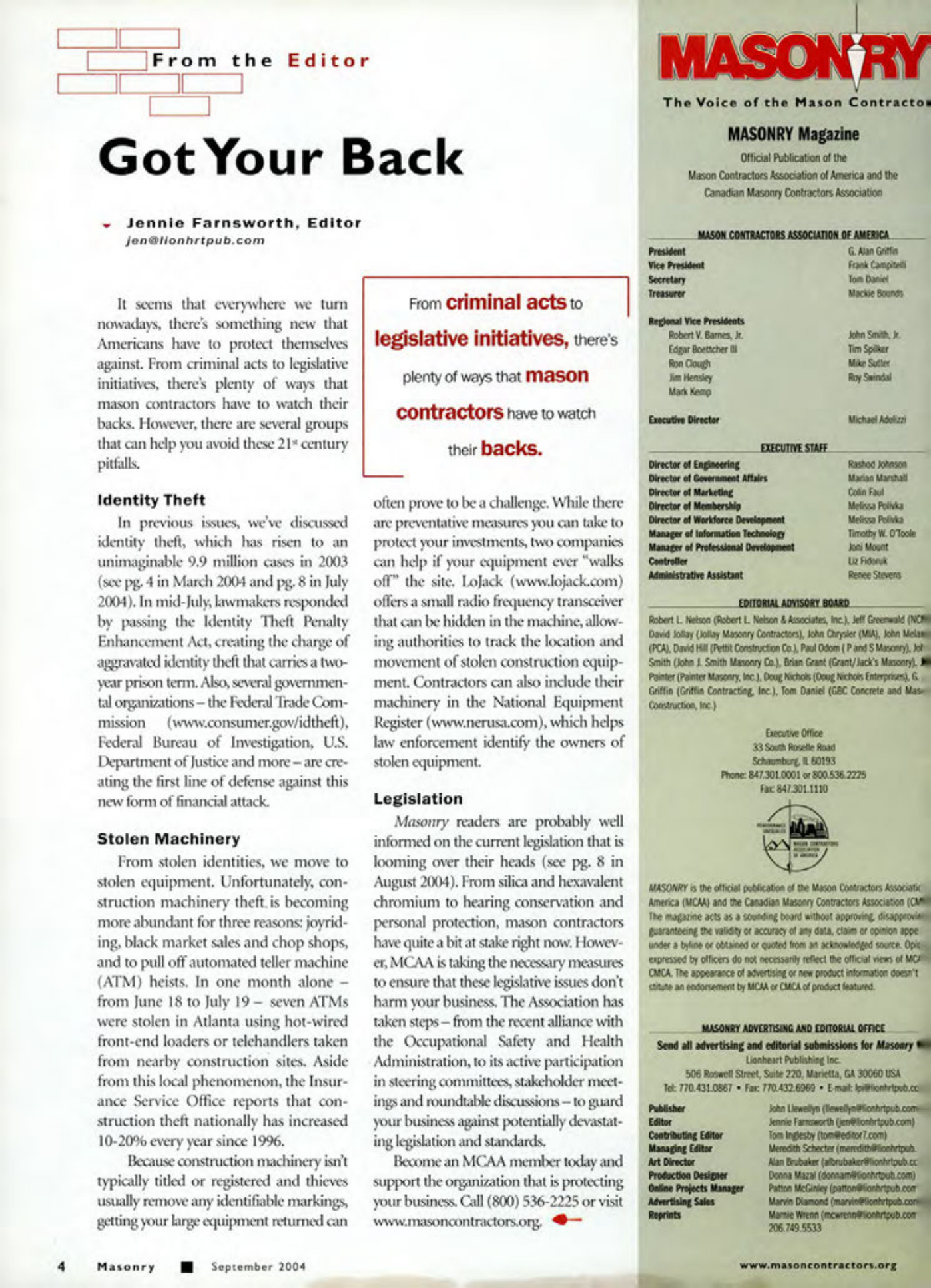 Masonry Magazine September 2004 Page. 6