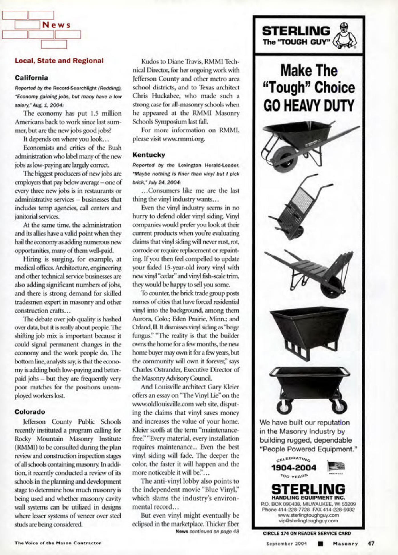 Masonry Magazine September 2004 Page. 49