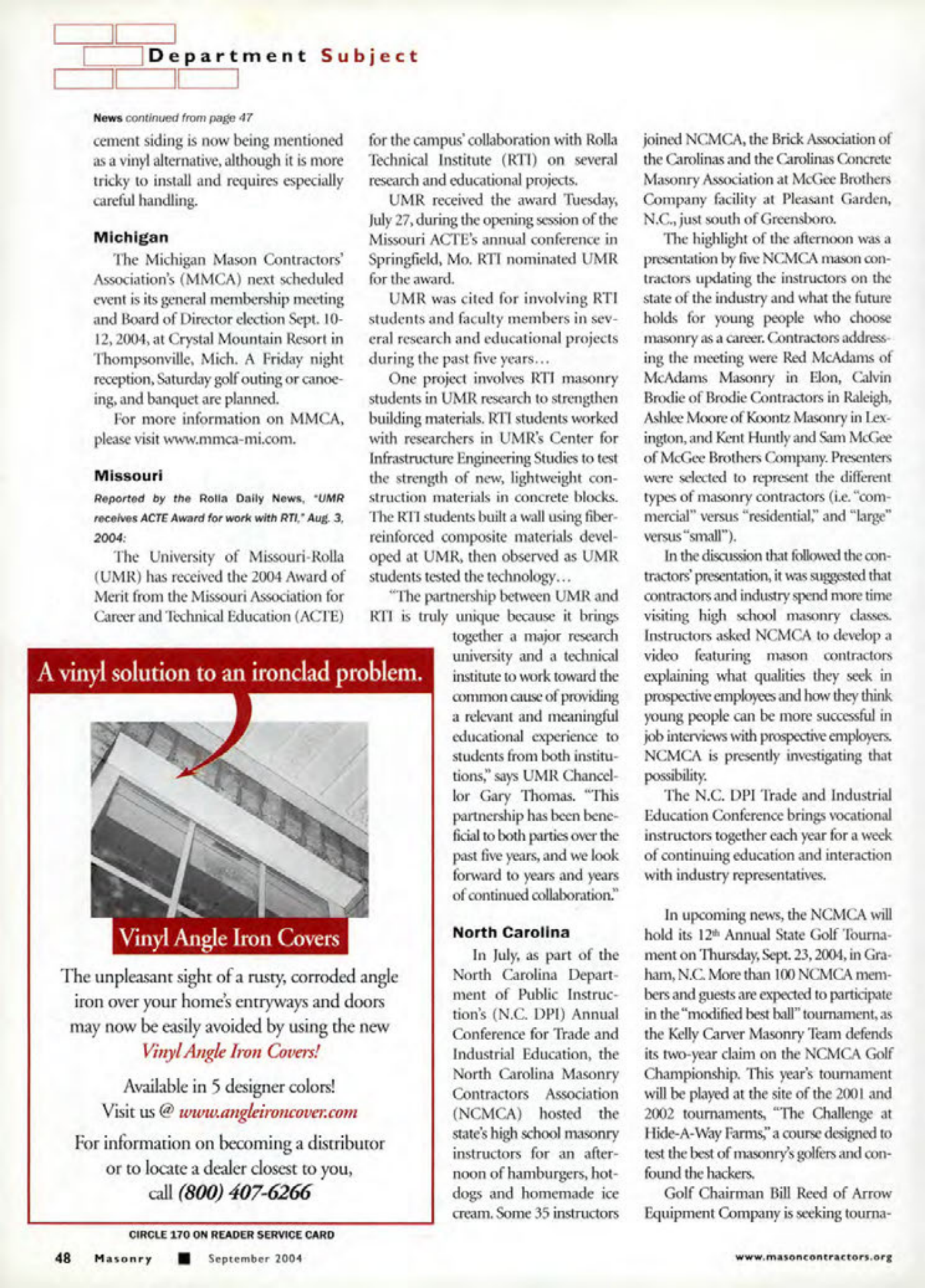 Masonry Magazine September 2004 Page. 50