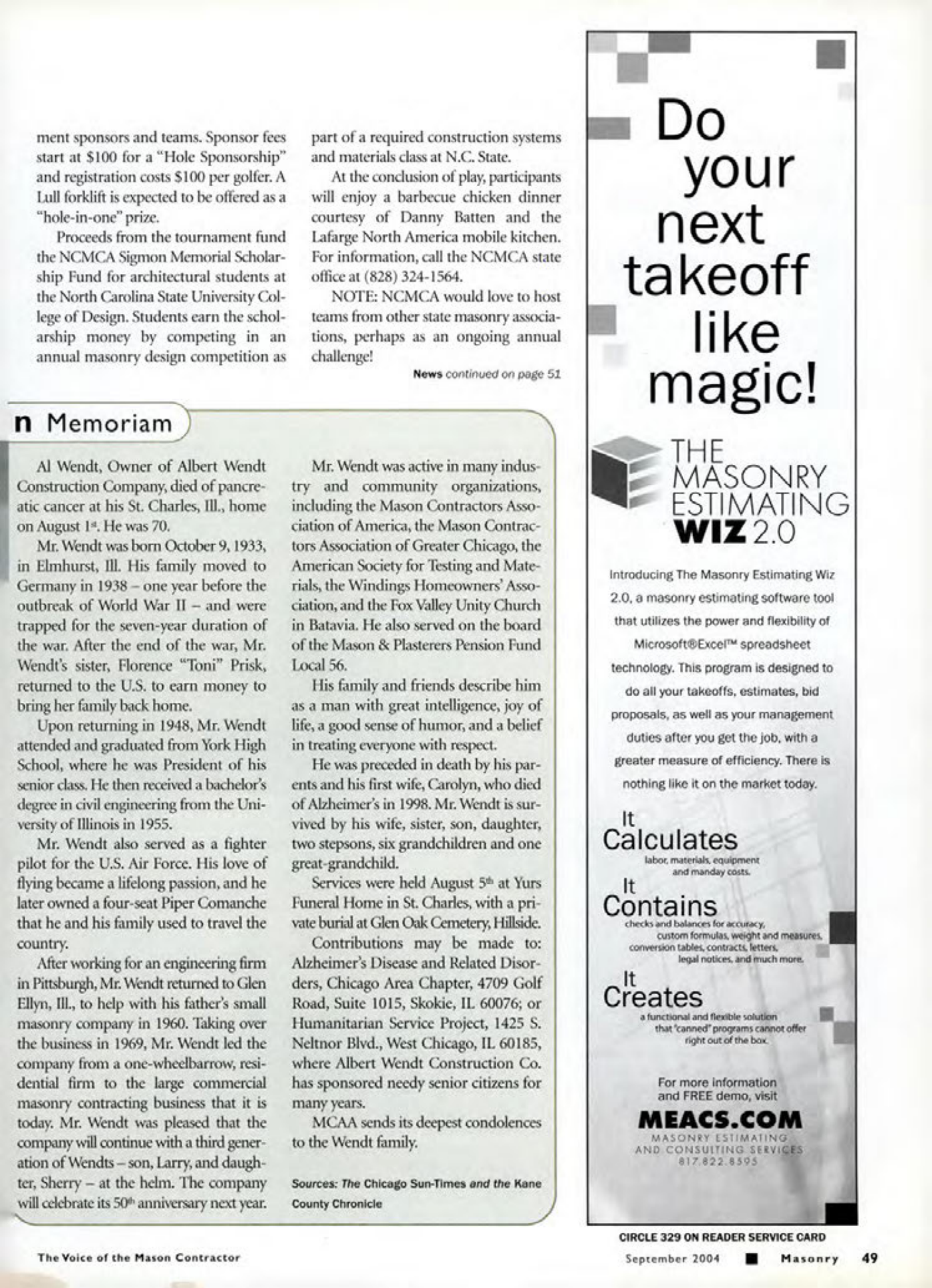 Masonry Magazine September 2004 Page. 51