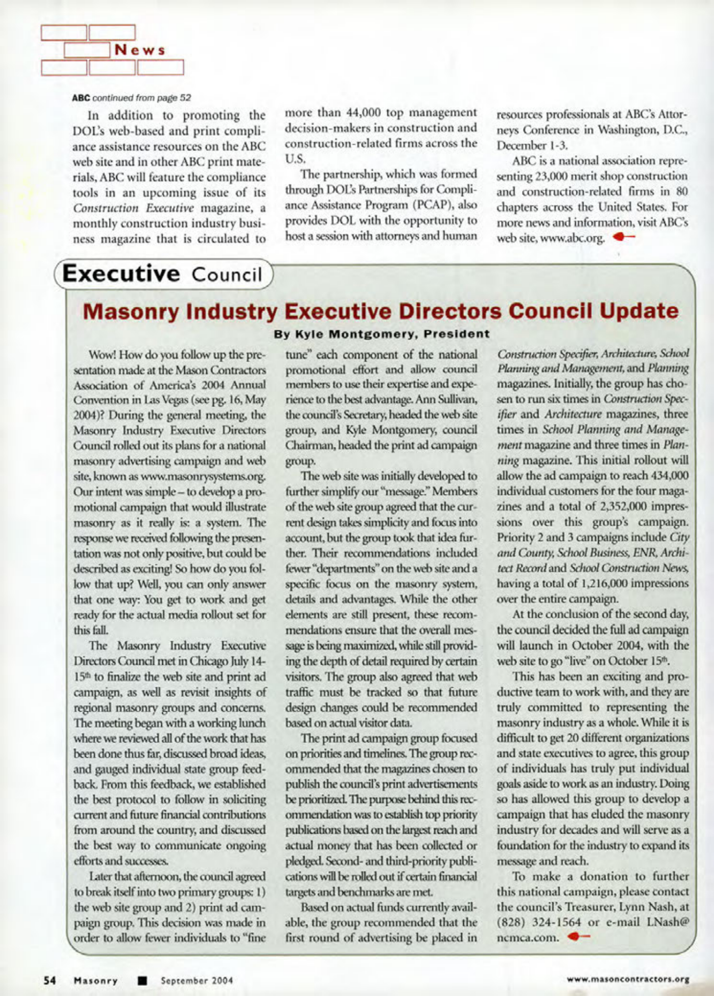 Masonry Magazine September 2004 Page. 56