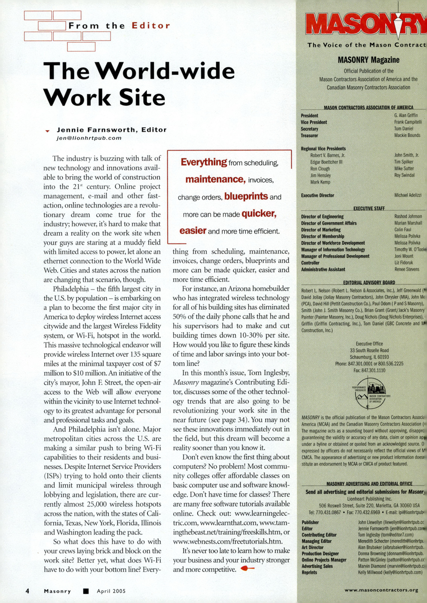 Masonry Magazine April 2005 Page. 6