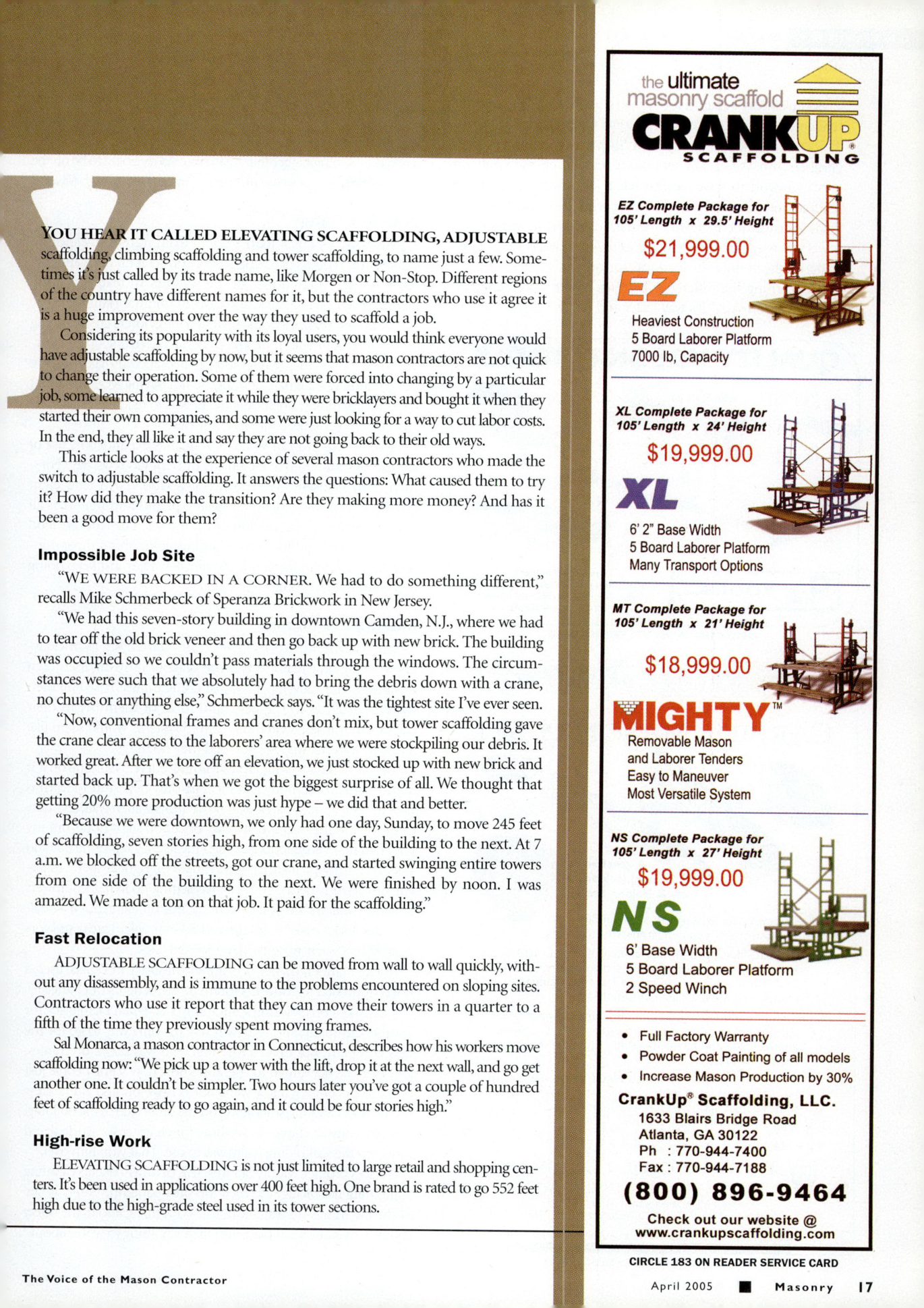 Masonry Magazine April 2005 Page. 19