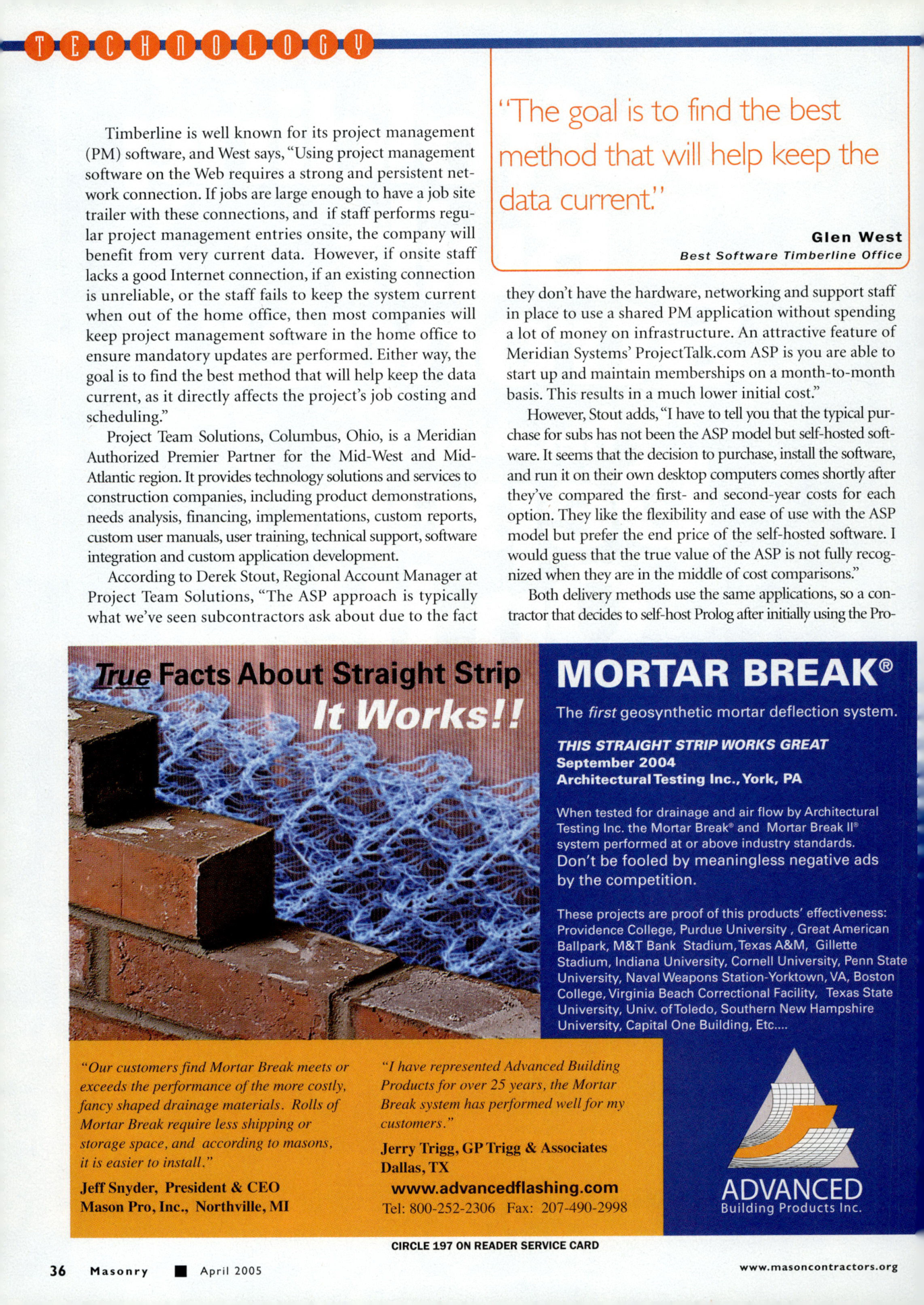 Masonry Magazine April 2005 Page. 38