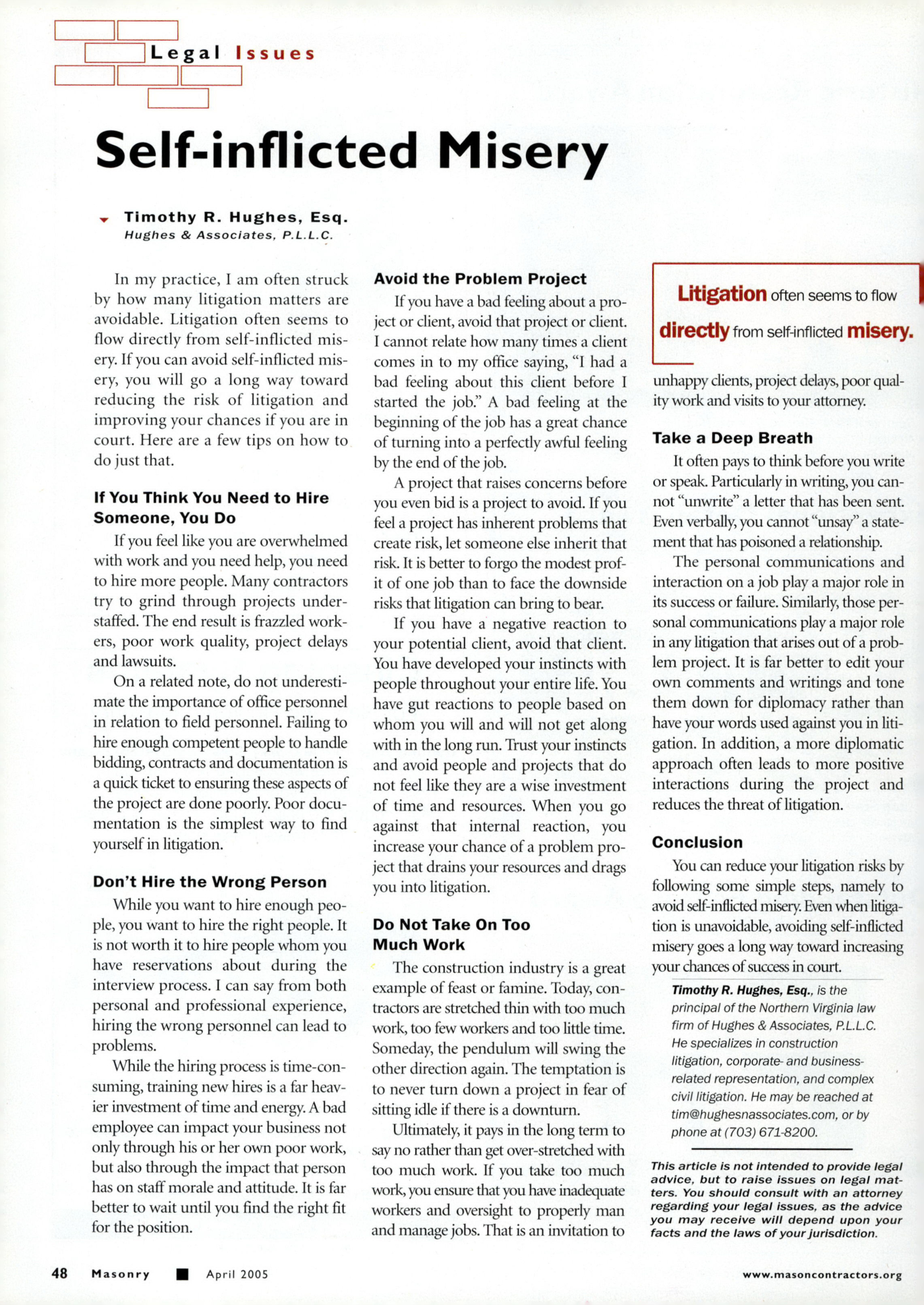 Masonry Magazine April 2005 Page. 50