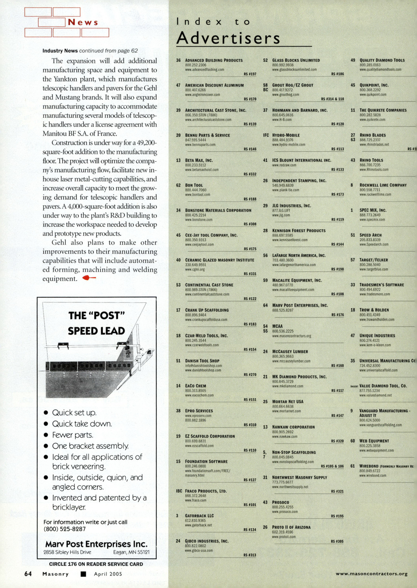 Masonry Magazine April 2005 Page. 66