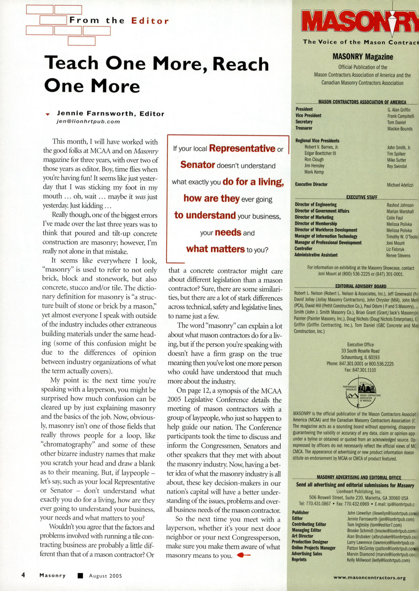 Masonry Magazine August 2005 Page. 6