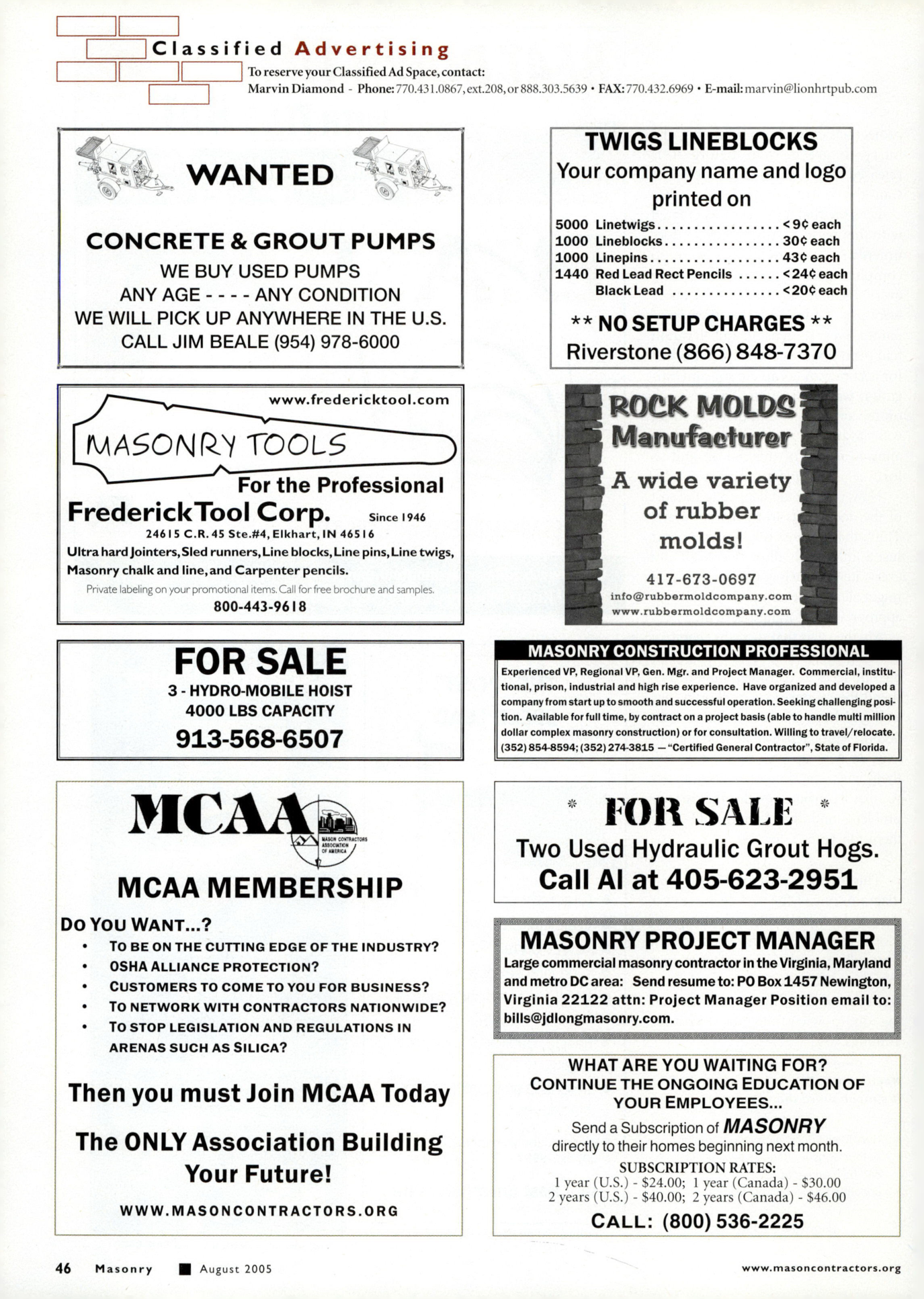 Masonry Magazine August 2005 Page. 48