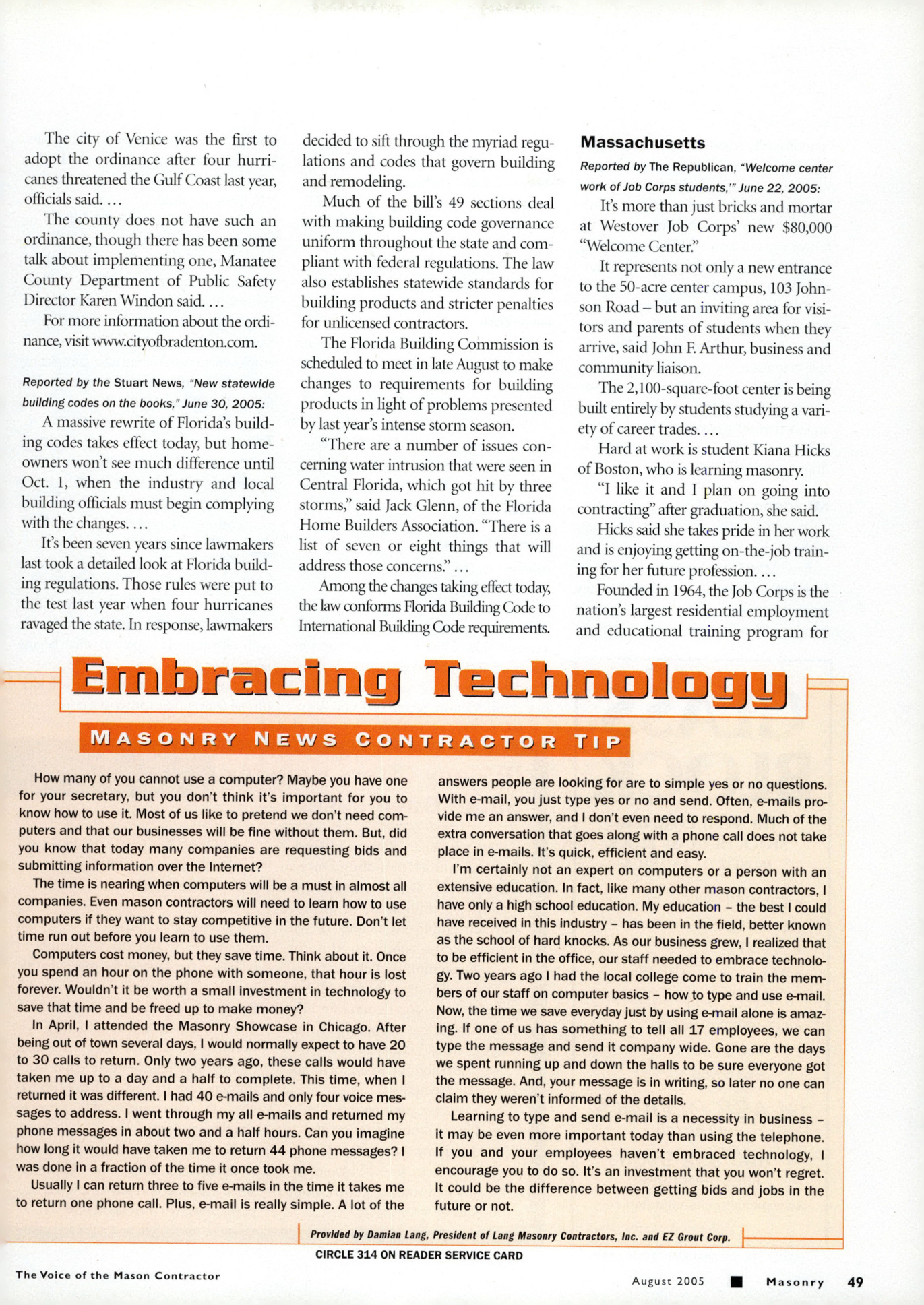 Masonry Magazine August 2005 Page. 51
