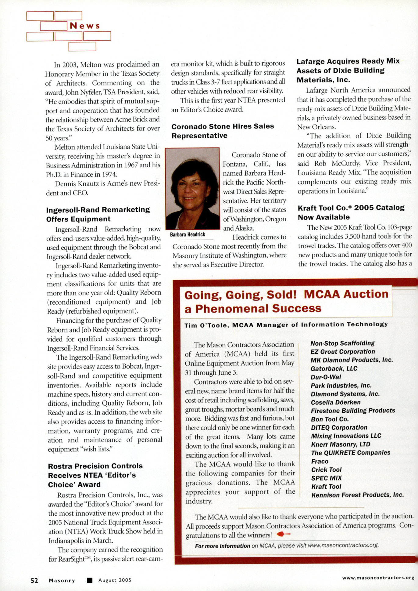 Masonry Magazine August 2005 Page. 54