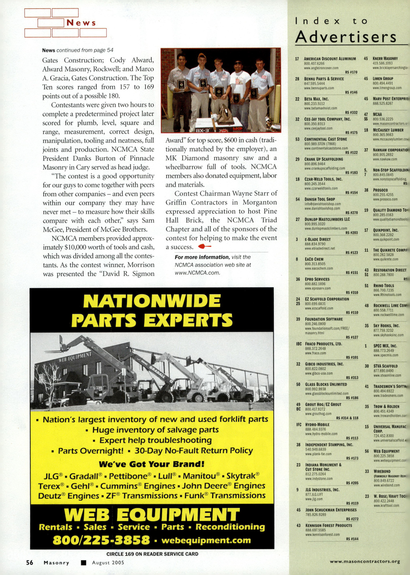 Masonry Magazine August 2005 Page. 58