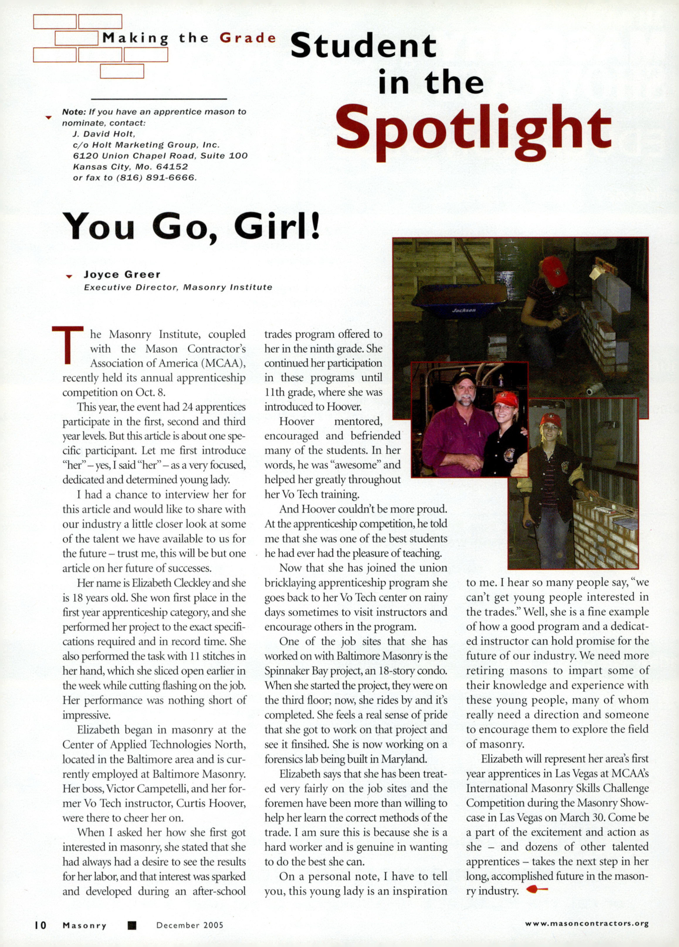 Masonry Magazine December 2005 Page. 12