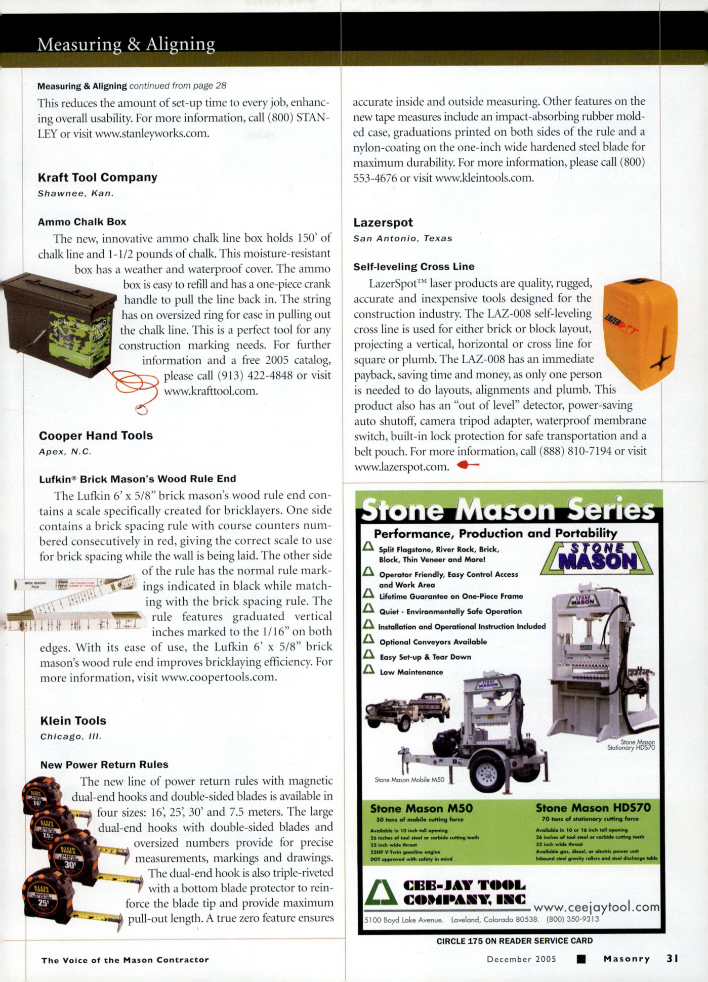 Masonry Magazine December 2005 Page. 33