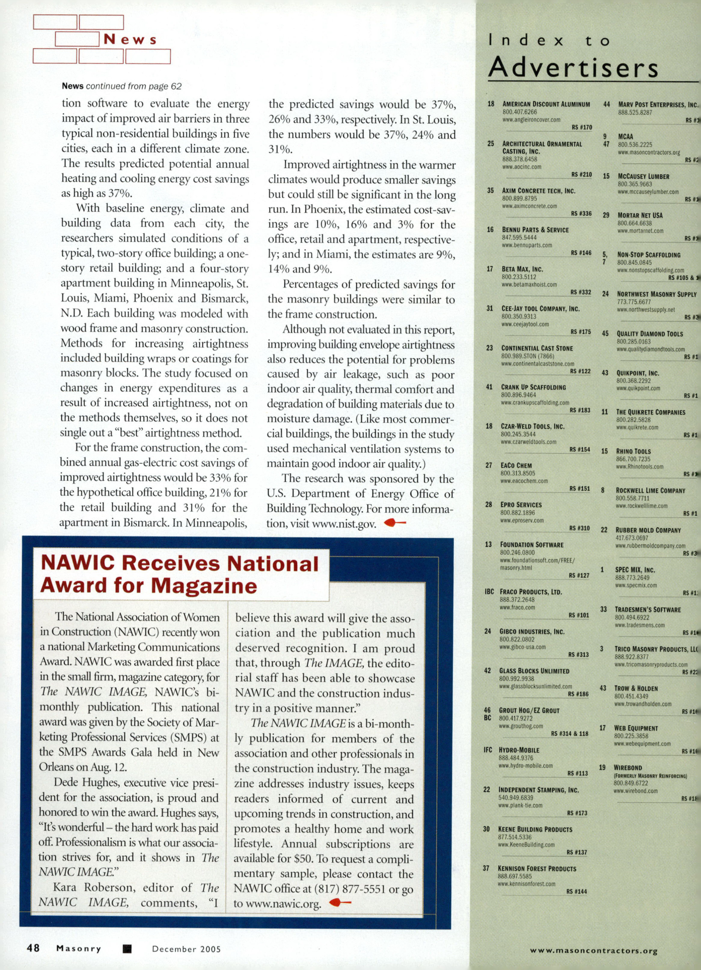 Masonry Magazine December 2005 Page. 50