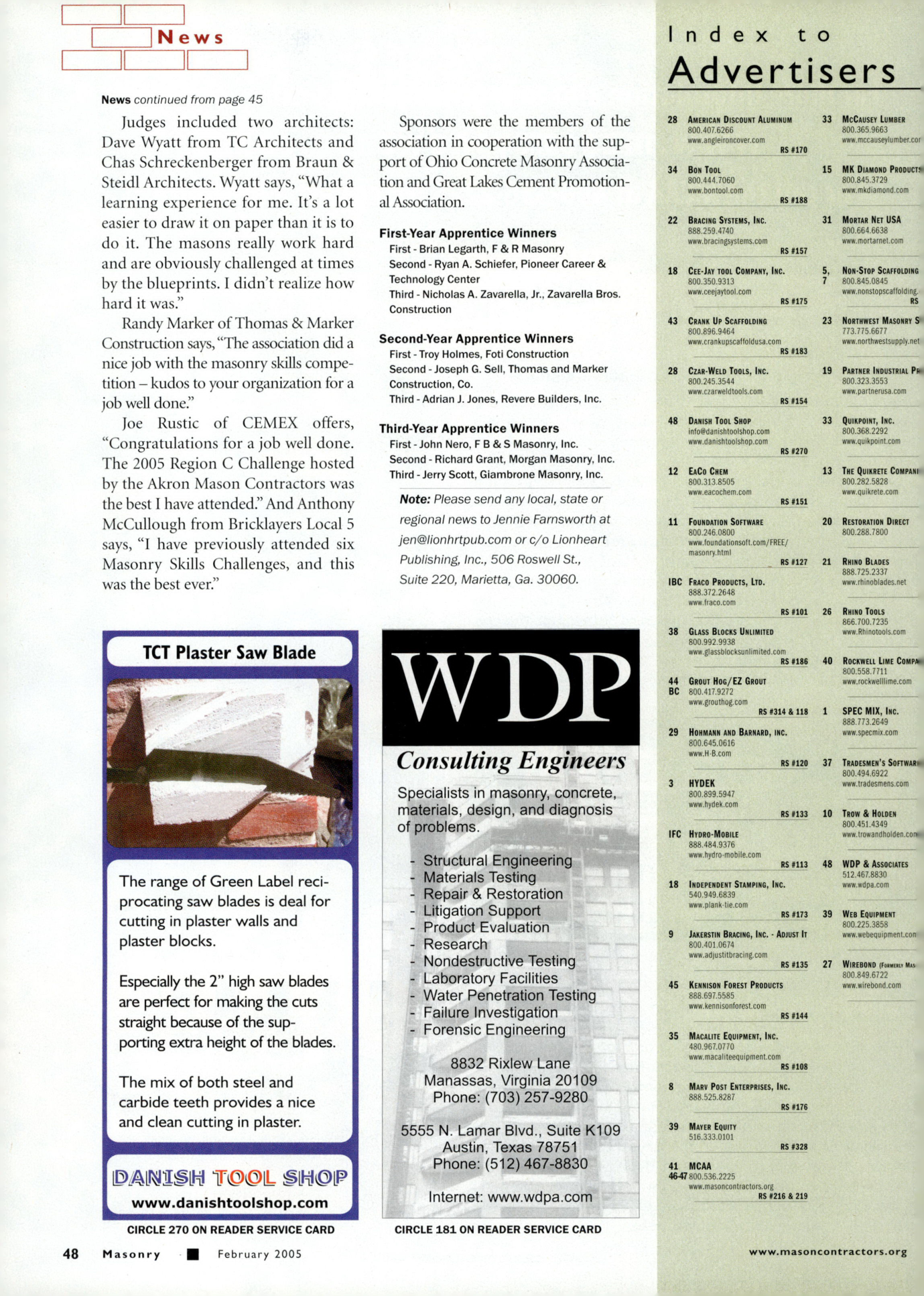 Masonry Magazine February 2005 Page. 50