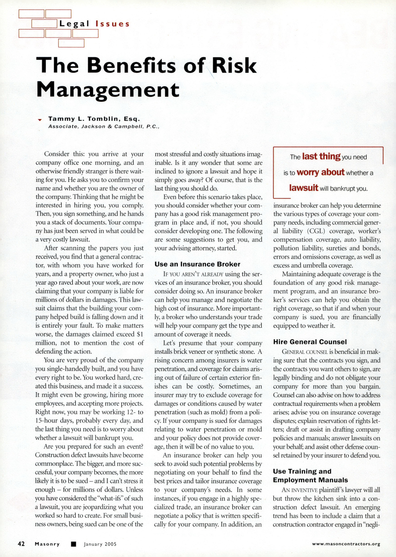 Masonry Magazine January 2005 Page. 44