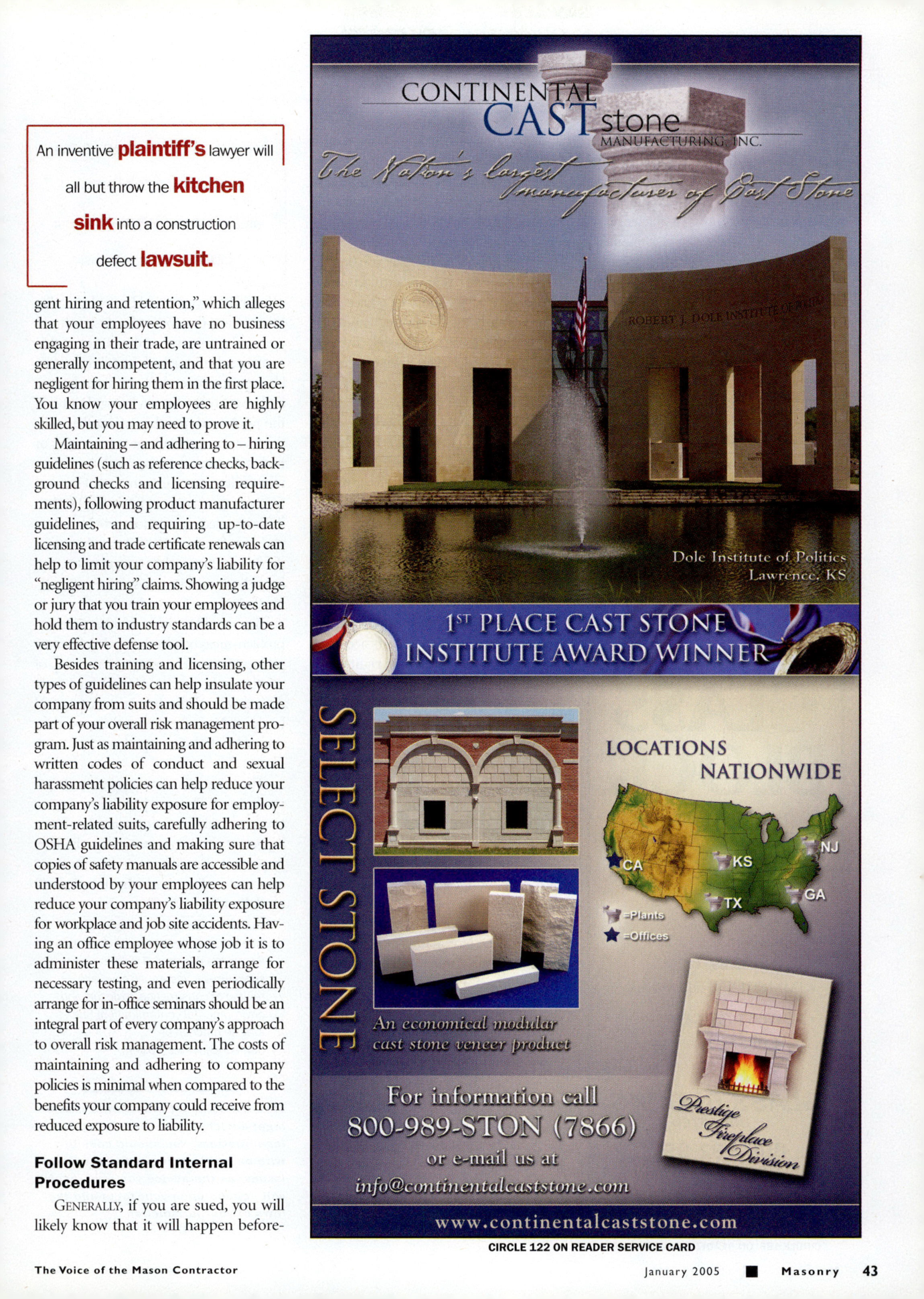 Masonry Magazine January 2005 Page. 45
