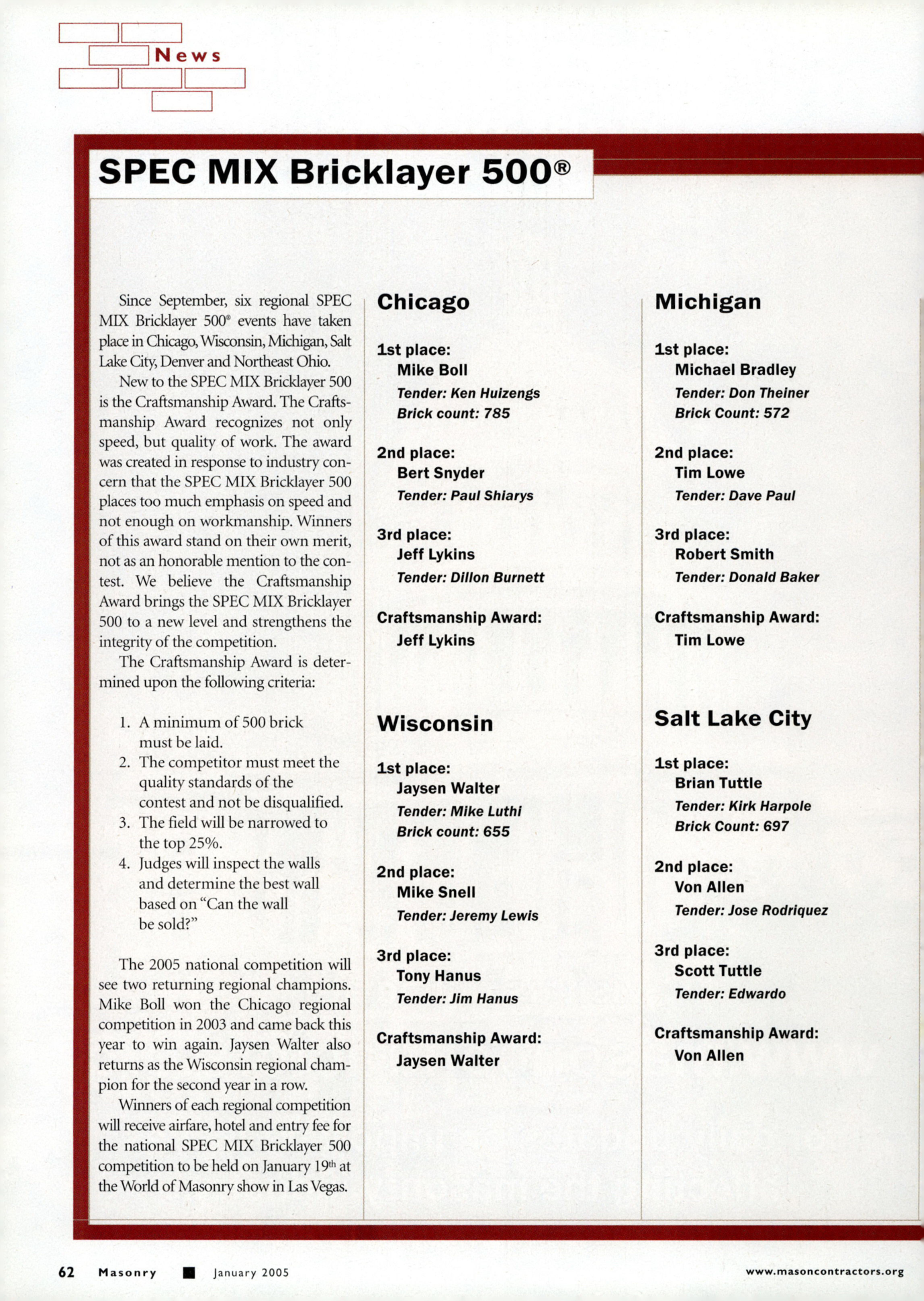 Masonry Magazine January 2005 Page. 64