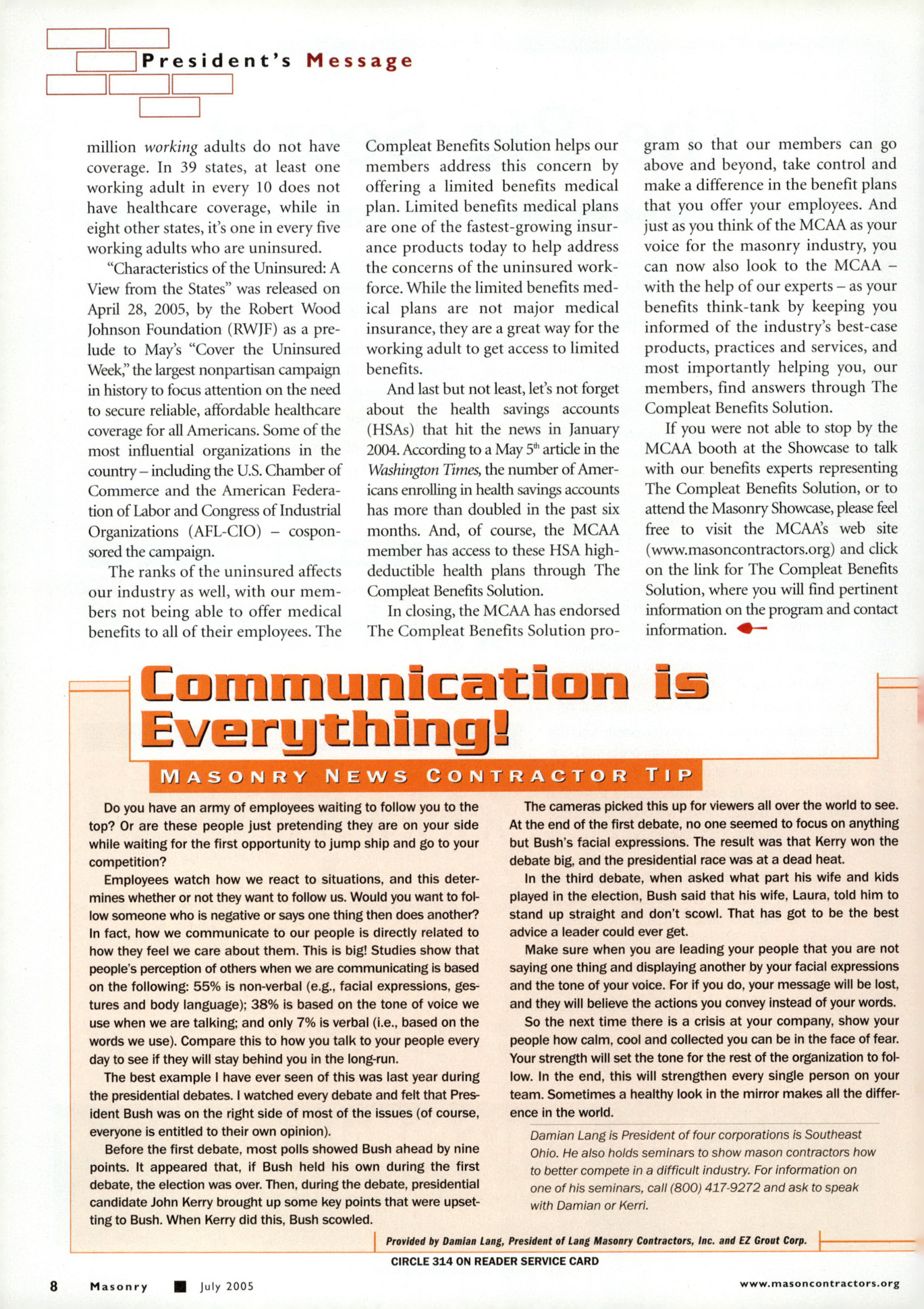 Masonry Magazine July 2005 Page. 10