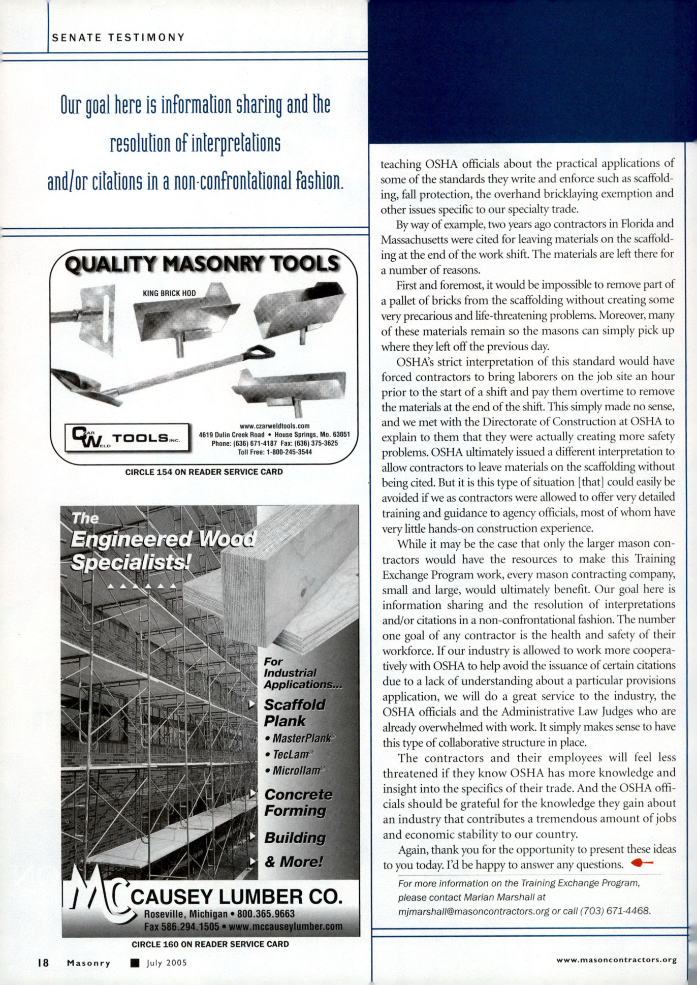 Masonry Magazine July 2005 Page. 20