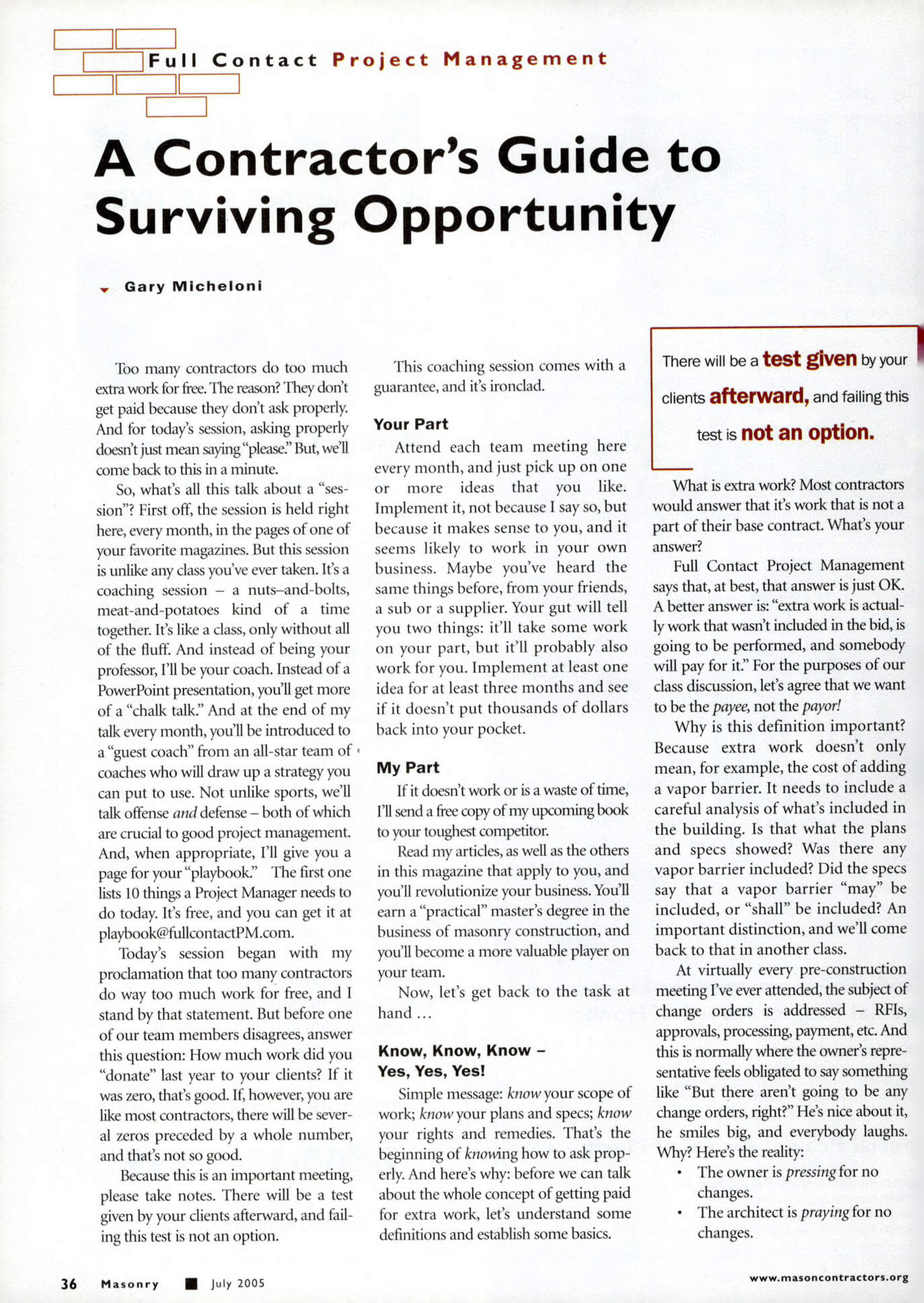 Masonry Magazine July 2005 Page. 38